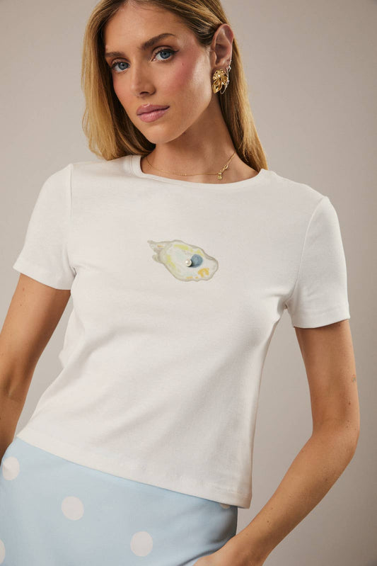 CREW NECK SHORT SLEEVE "OYSTER" PRINT BABY T-SHIRT BY SUNDAY EDITION