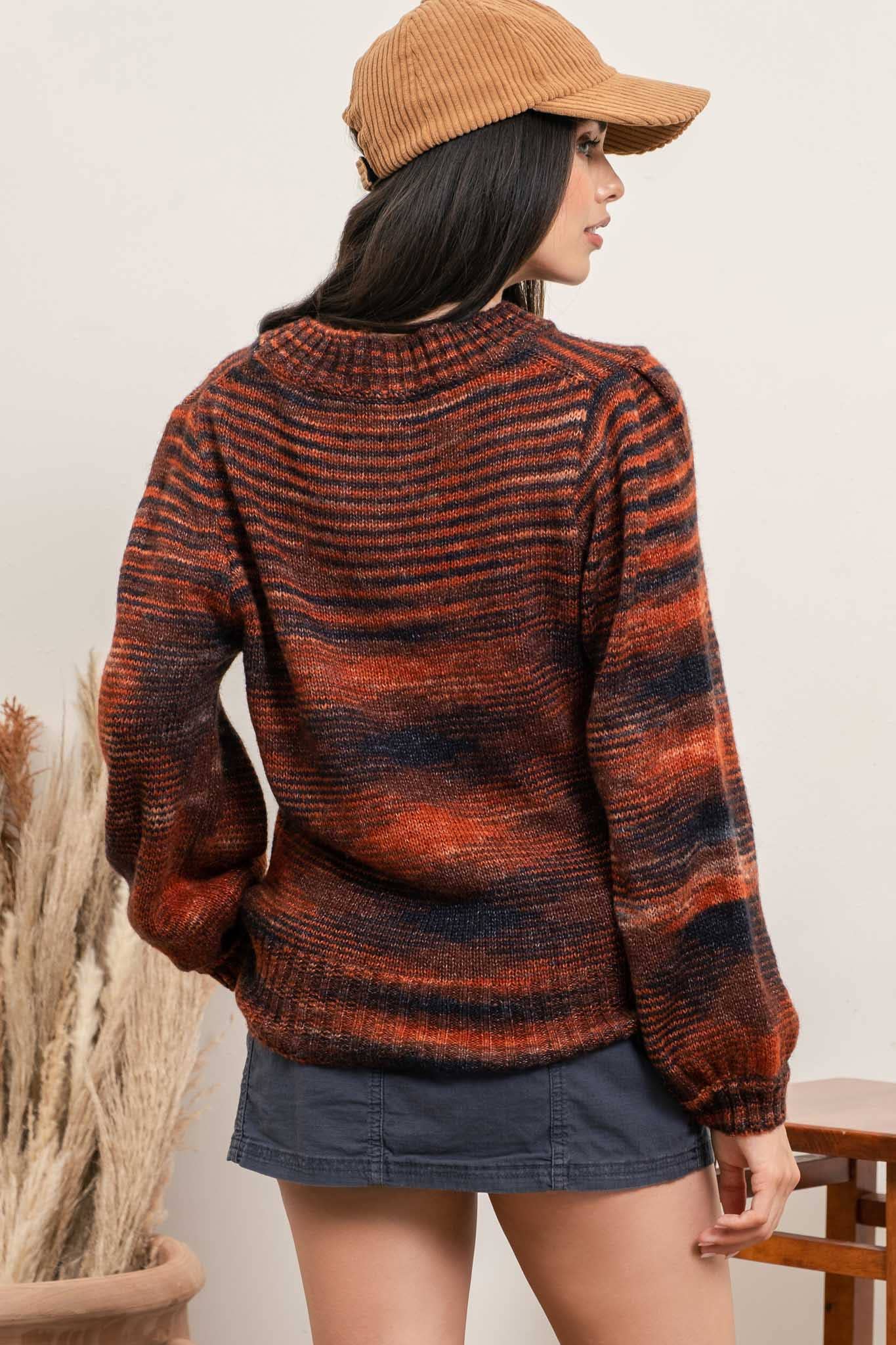 MOON RIVER MULTI-COLORED HEATHER KNIT SWEATER