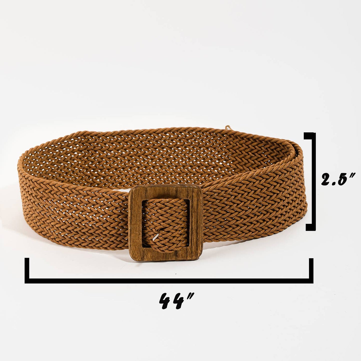 Wooden Square Buckle Braided Belt