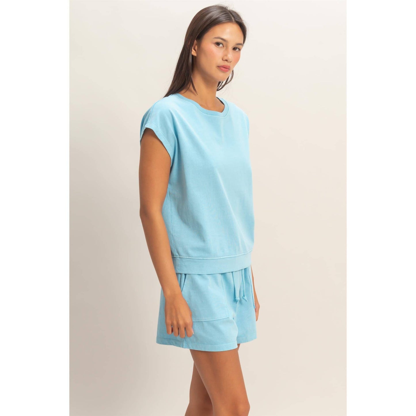 Sleeveless Crew Neck Top and Shorts Set