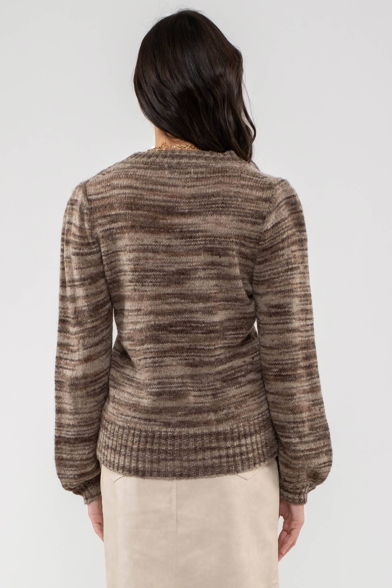 MOON RIVER MULTI-COLORED HEATHER KNIT SWEATER
