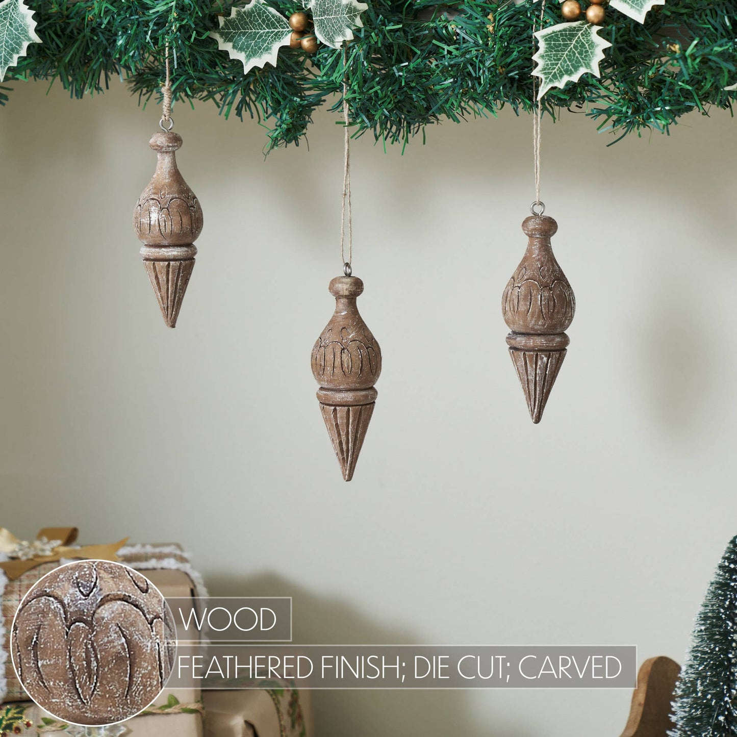 Cottage Finial Ornament Feathered Finish 5.5x2x2