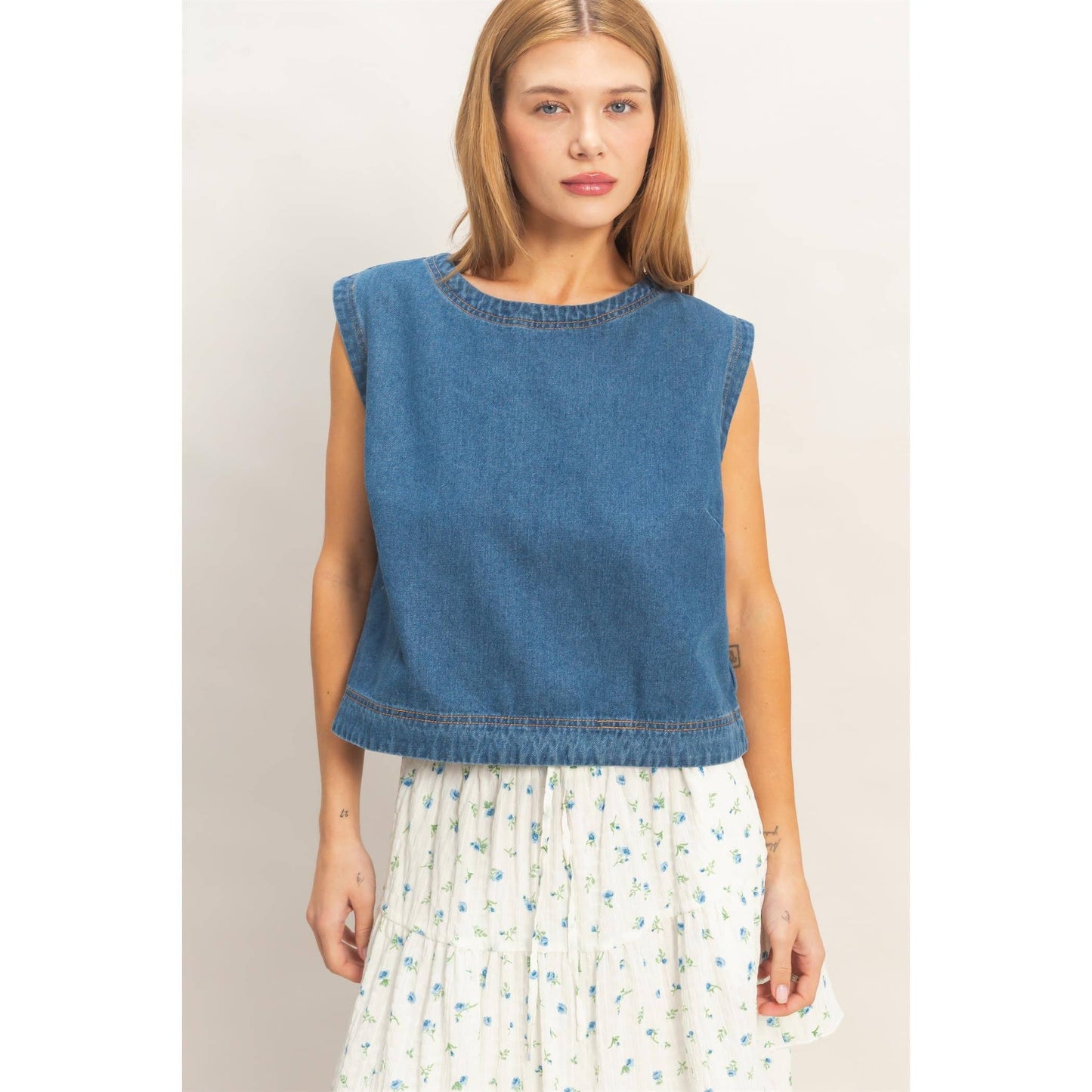 Sleeveless Denim Top