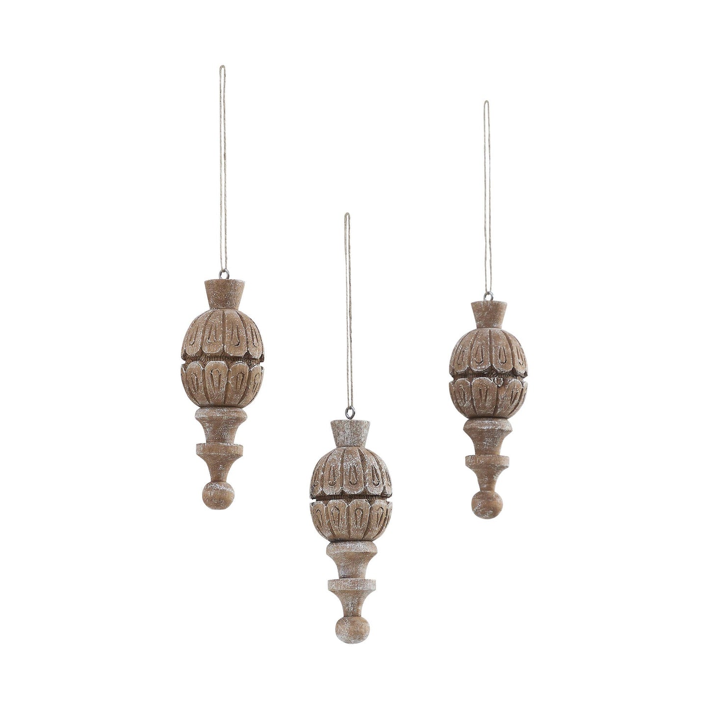 Vintage Finial Ornament Feathered Finish 6.5x2.5x2.5