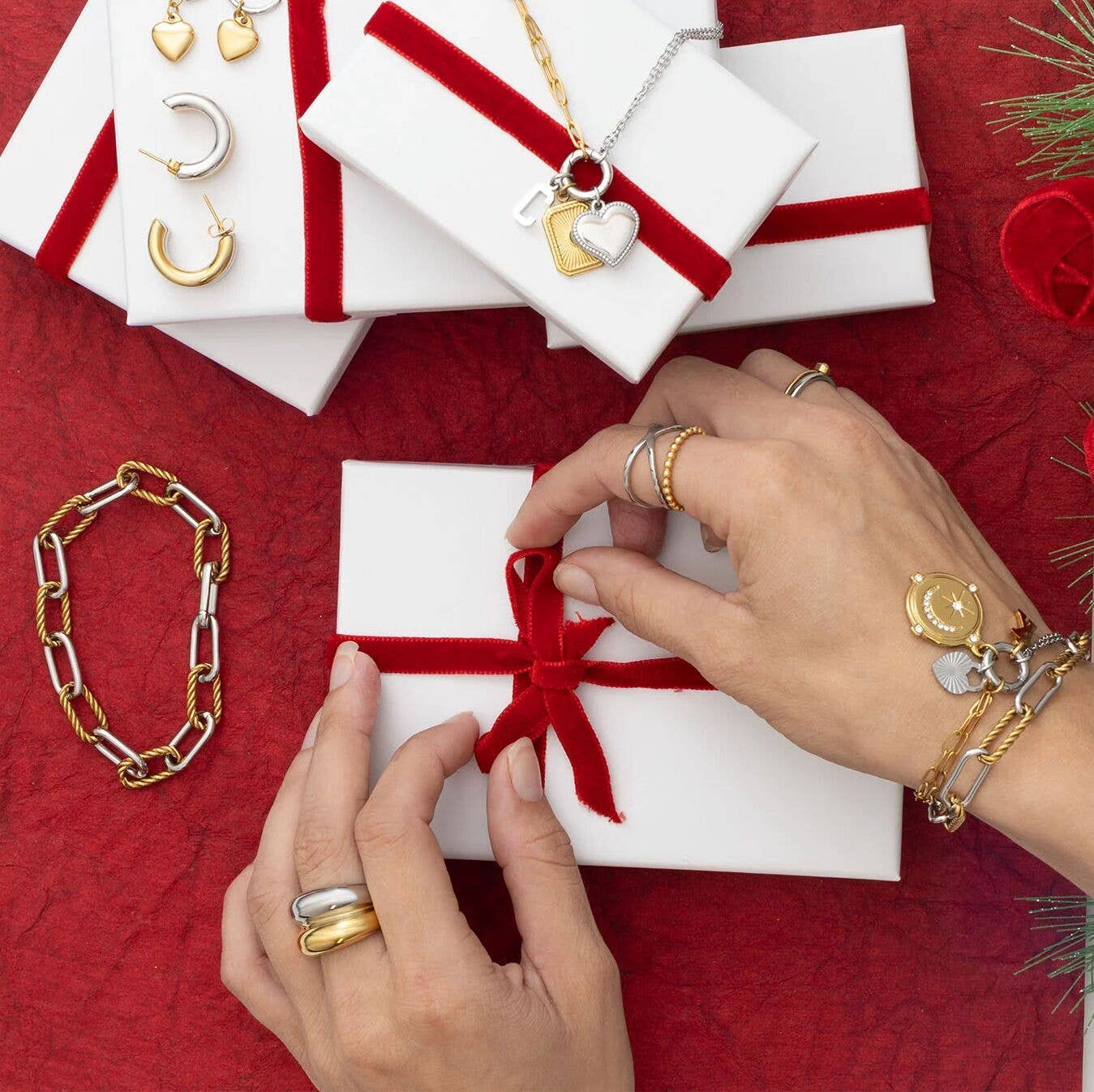 WJW 18K Gold Stainless Steel Mixed Metal Twist Chain Bracelet