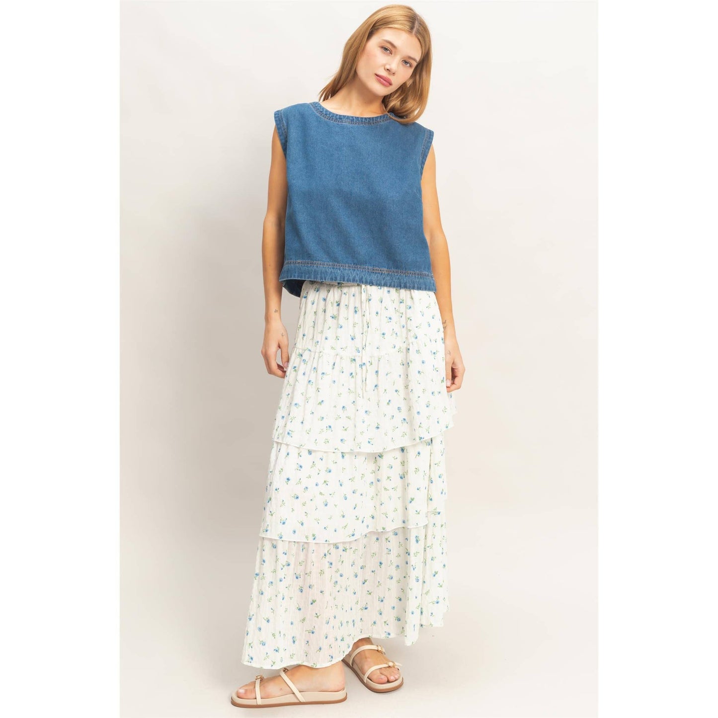 Sleeveless Denim Top