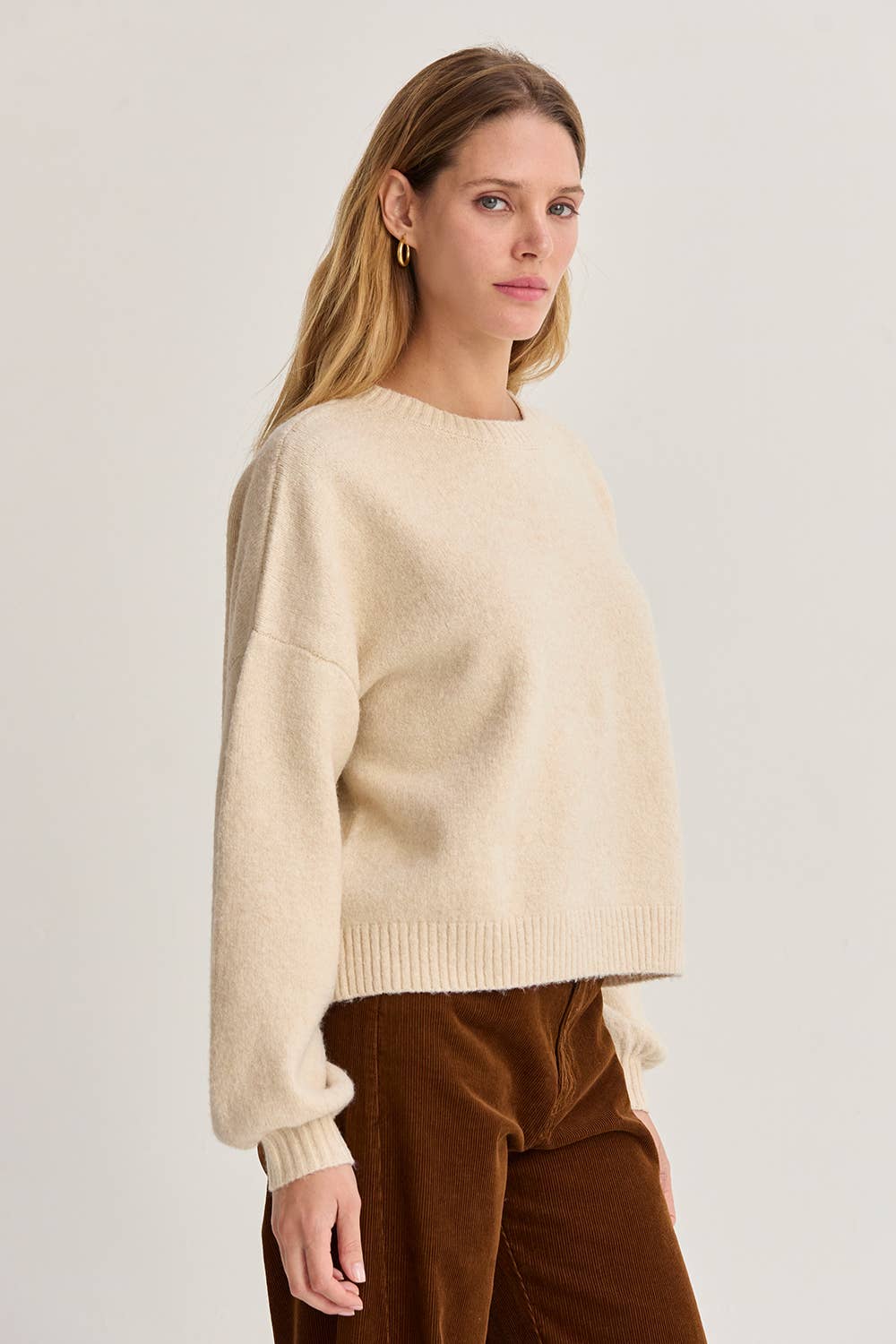 Josie Balloon Sleeve Crewneck Sweater By Crescent