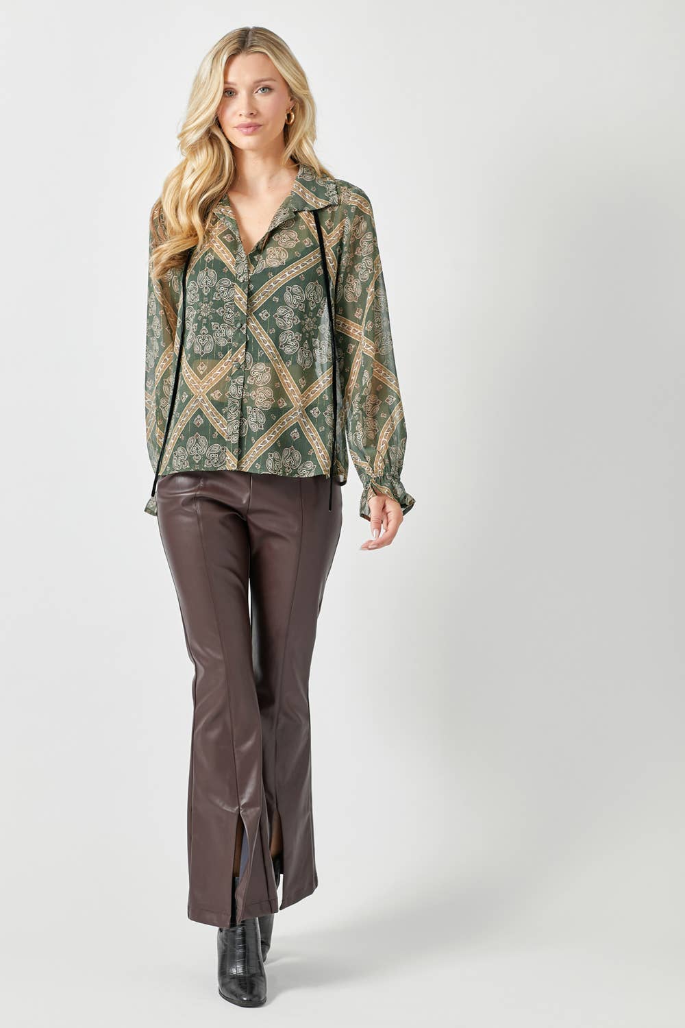 Mystree Tie Neck Blouse