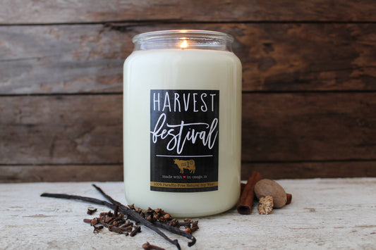 26 oz Farmhouse Jar Fall Candle: Harvest Festival
