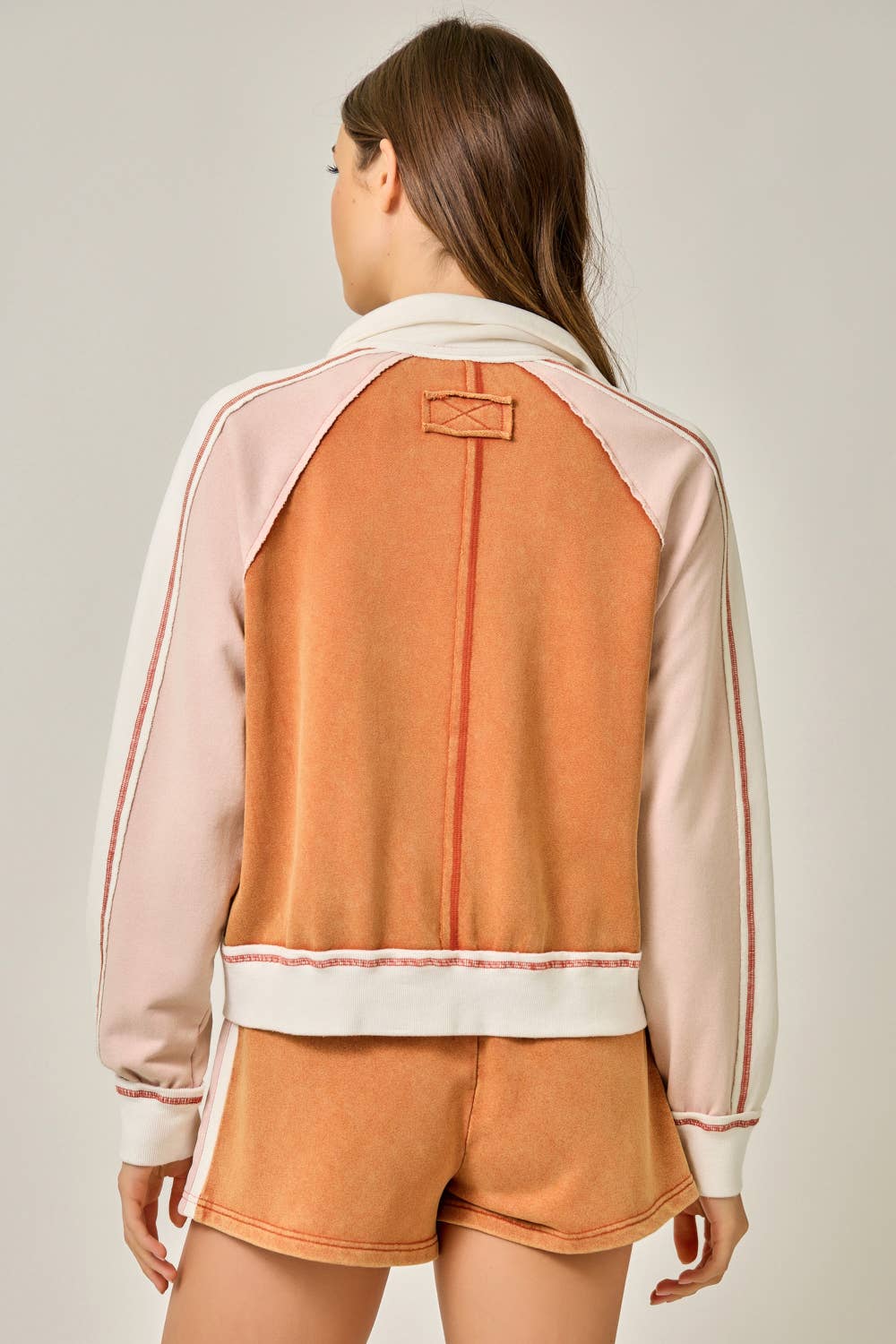 61327 Color Block Zipped Up Jacket
