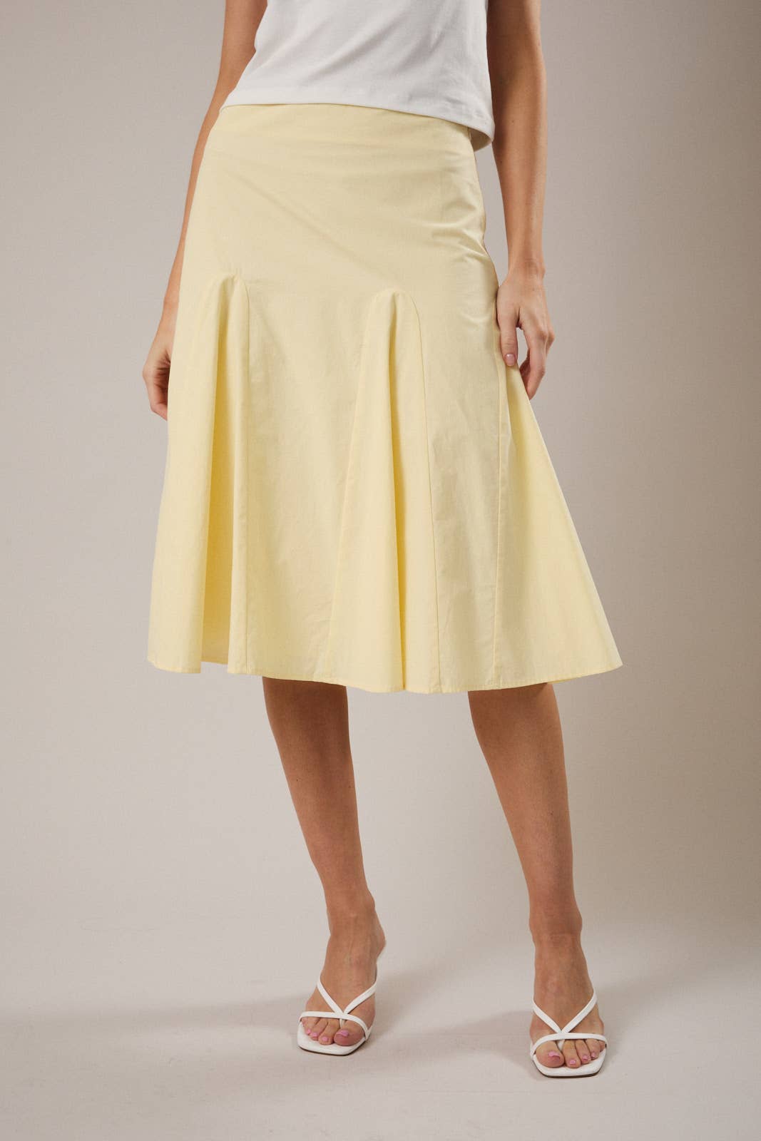 MIDI WAIST GODET POPLIN MIDI SKIRT BY SUNDAY EDITION