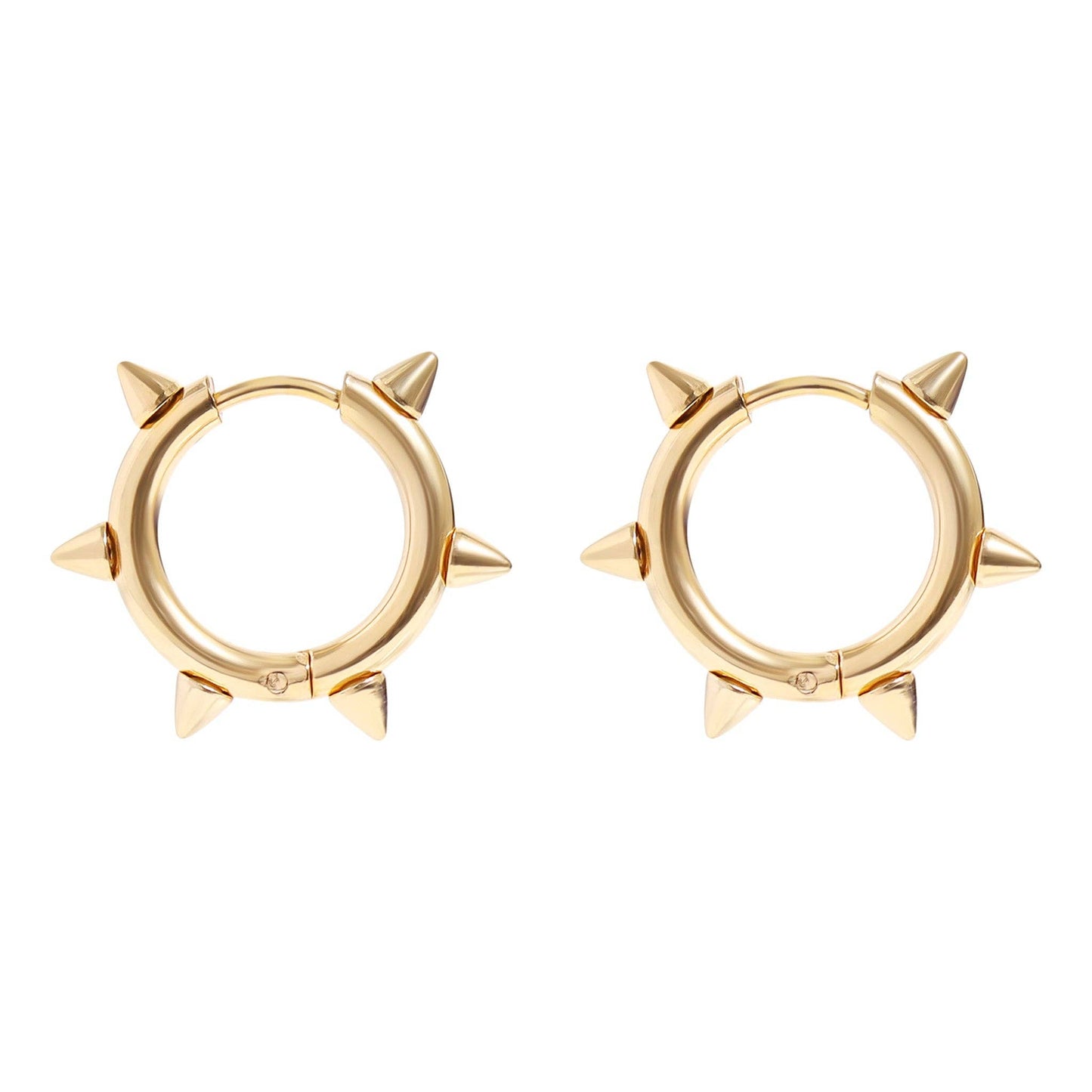 18K Gold PVD Stainless Steel Spike Hoop Earrings