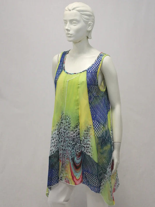 Violet Ruby Multi Color Sheer Tunic with White Polka Dot Lining973-12-3121