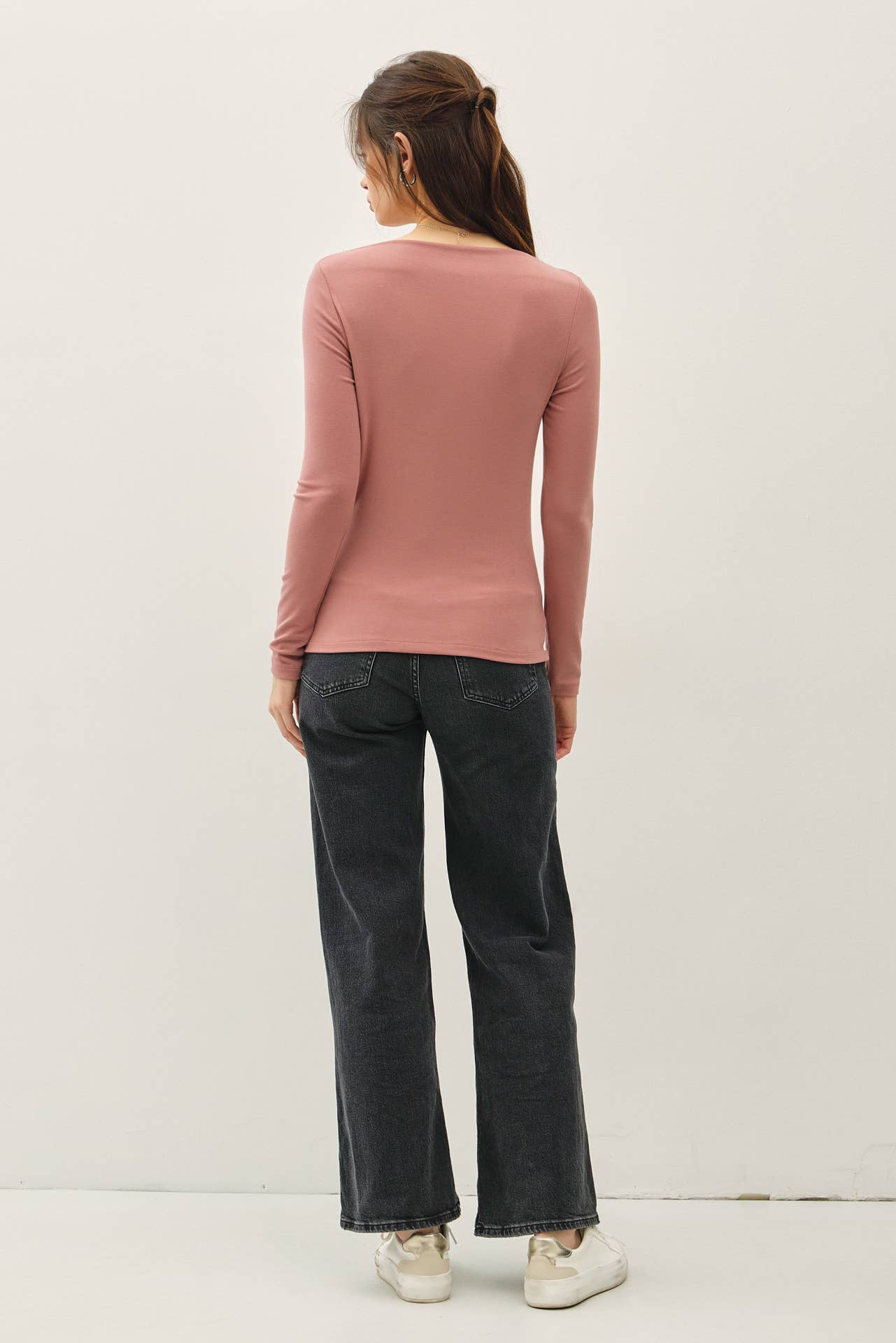 BASIC BOAT NECK LONG SLEEVE KNIT TOP