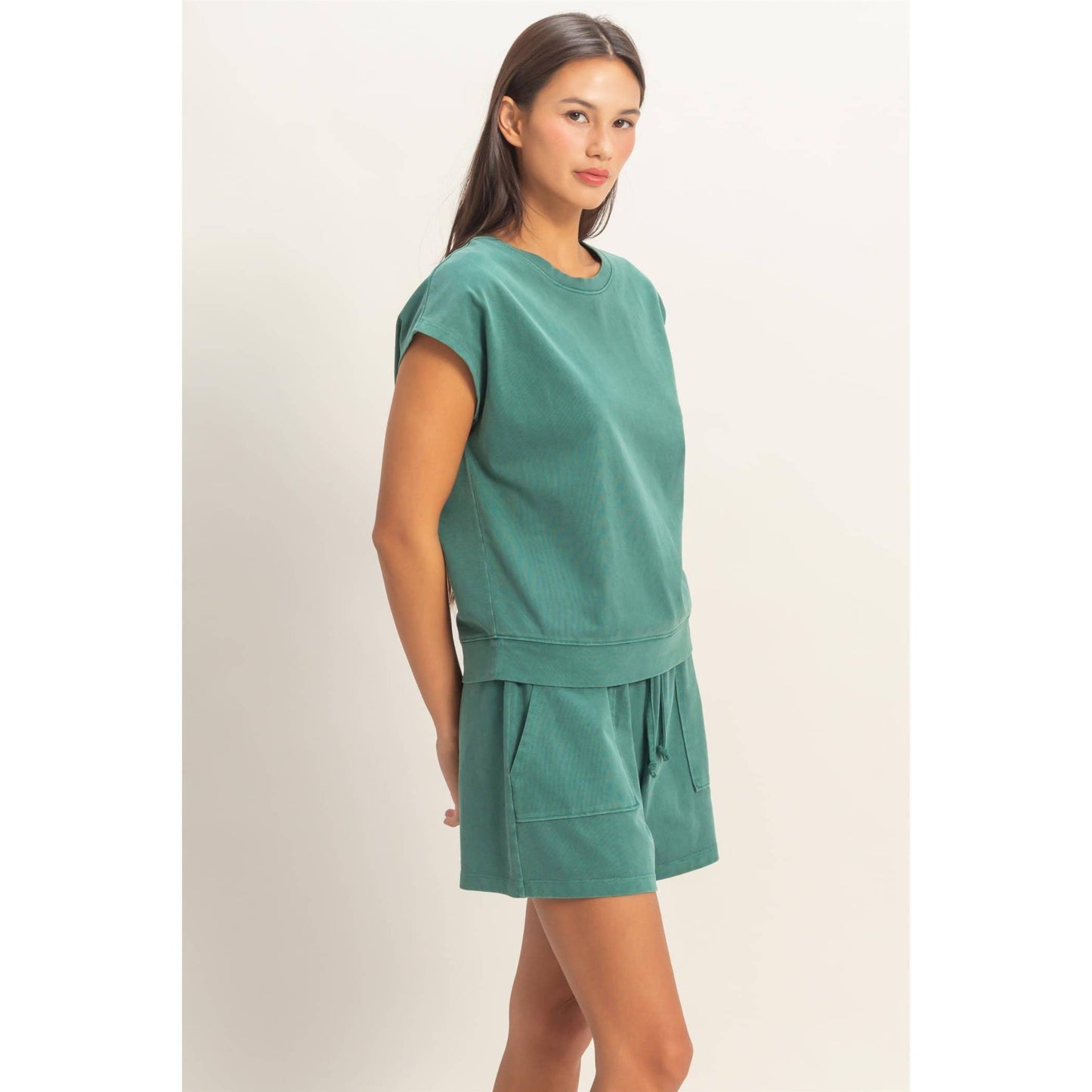 Sleeveless Crew Neck Top and Shorts Set