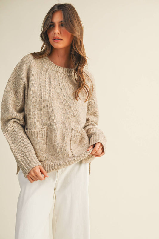 MUSTARD SEED FRONT PATCH POCKET SWEATER TOP