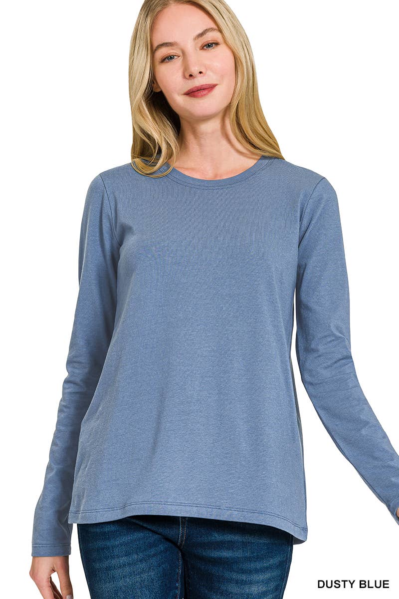 Cotton Crew Neck Long Sleeve Shirt