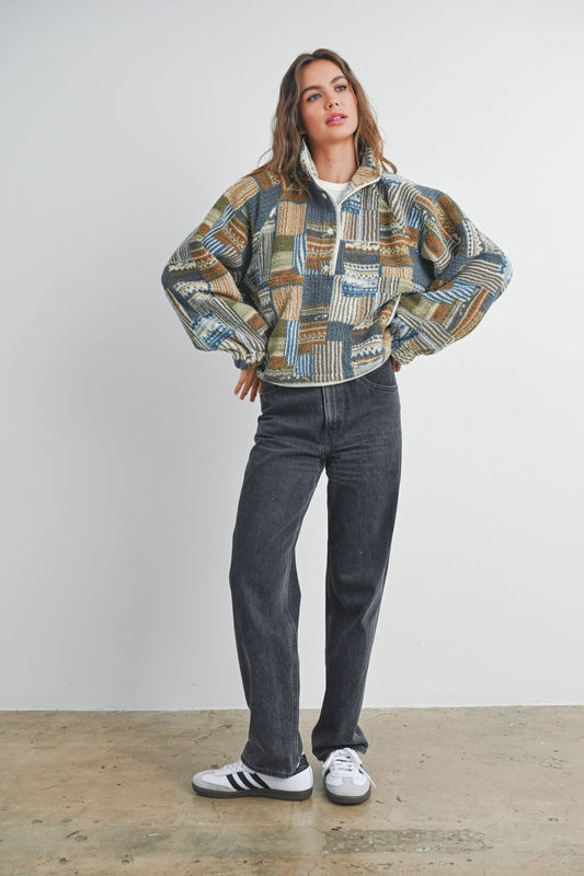 Buttermelon Patchwork Print Multicolor Sweatshirt - BMT7495