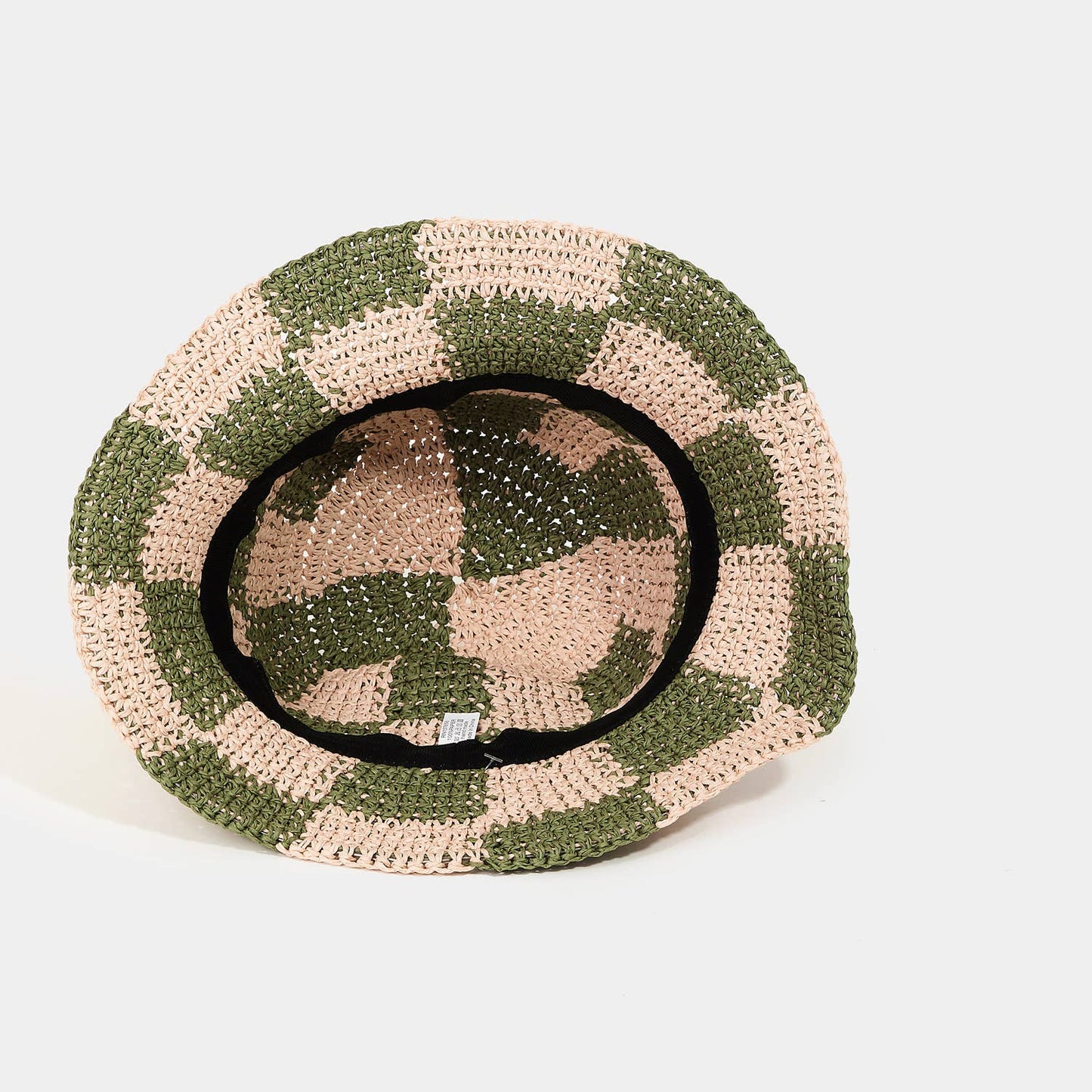 Straw Braided Checkered Bucket Hat