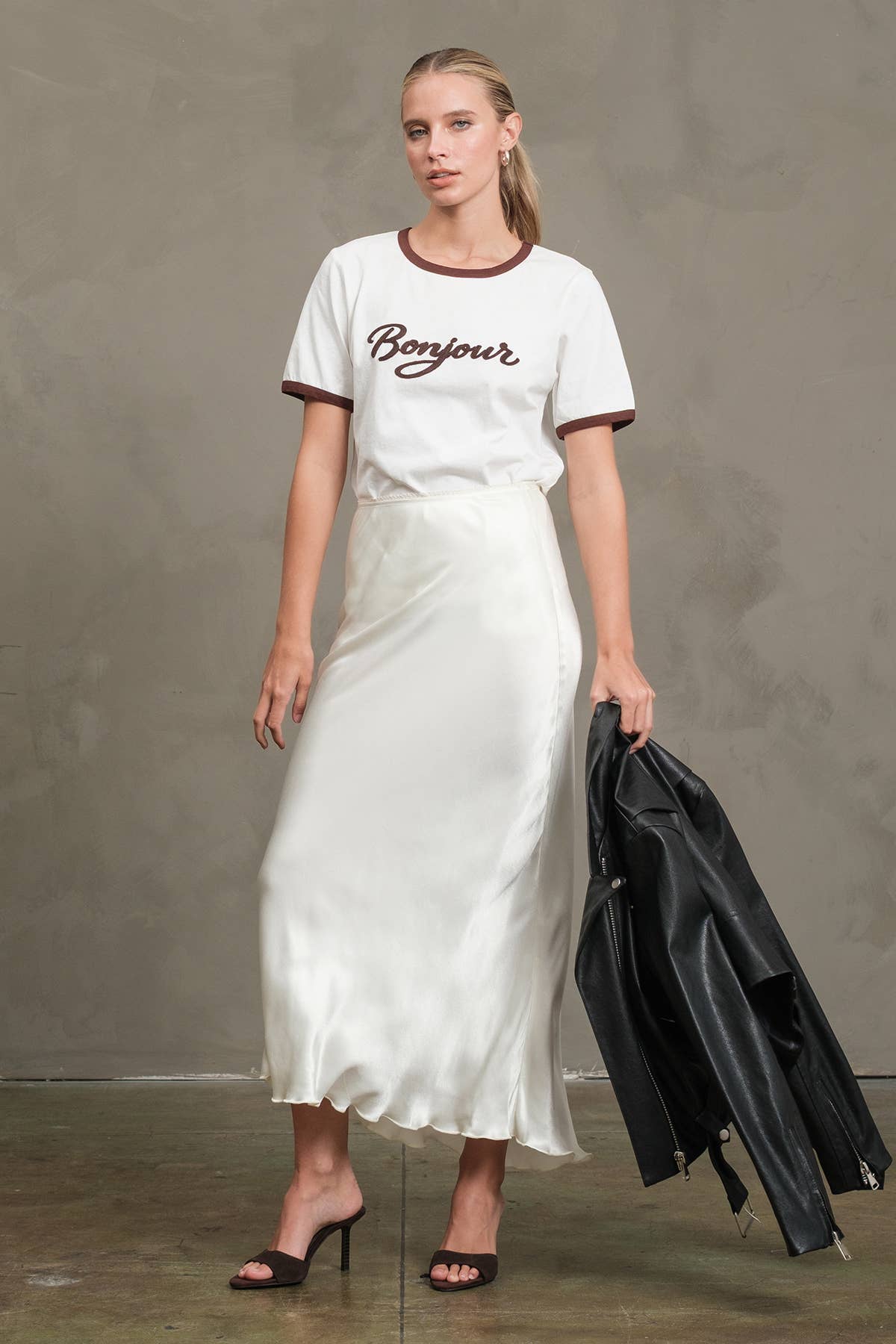 Bonjour Contrast Ringer Tee  By Raisonnel