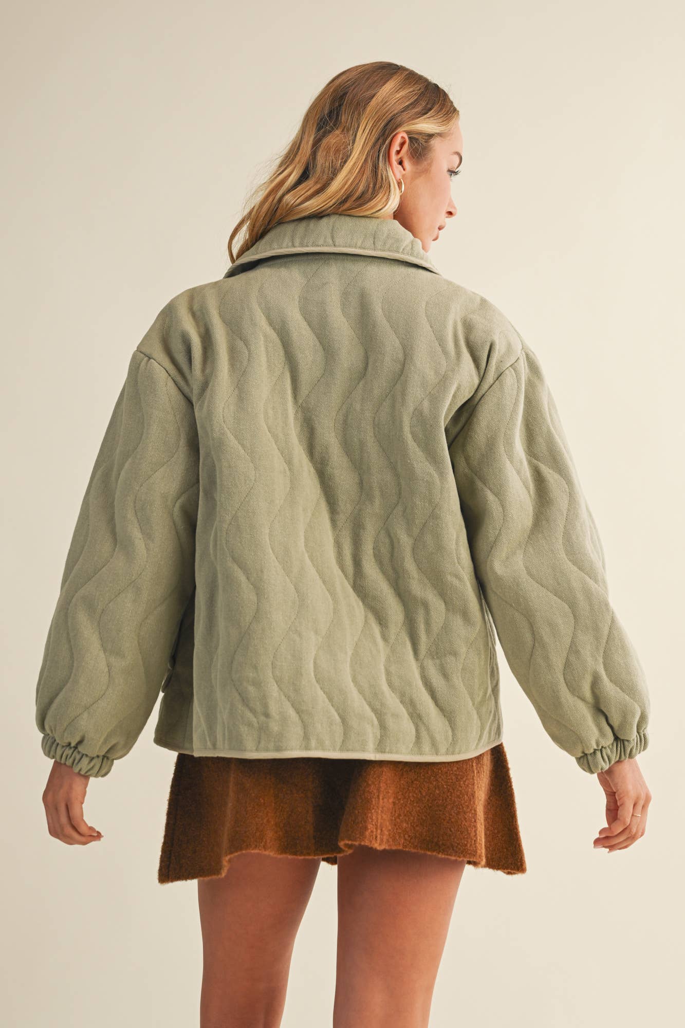 MUSTARD SEED WAVE QUILTED JACKET