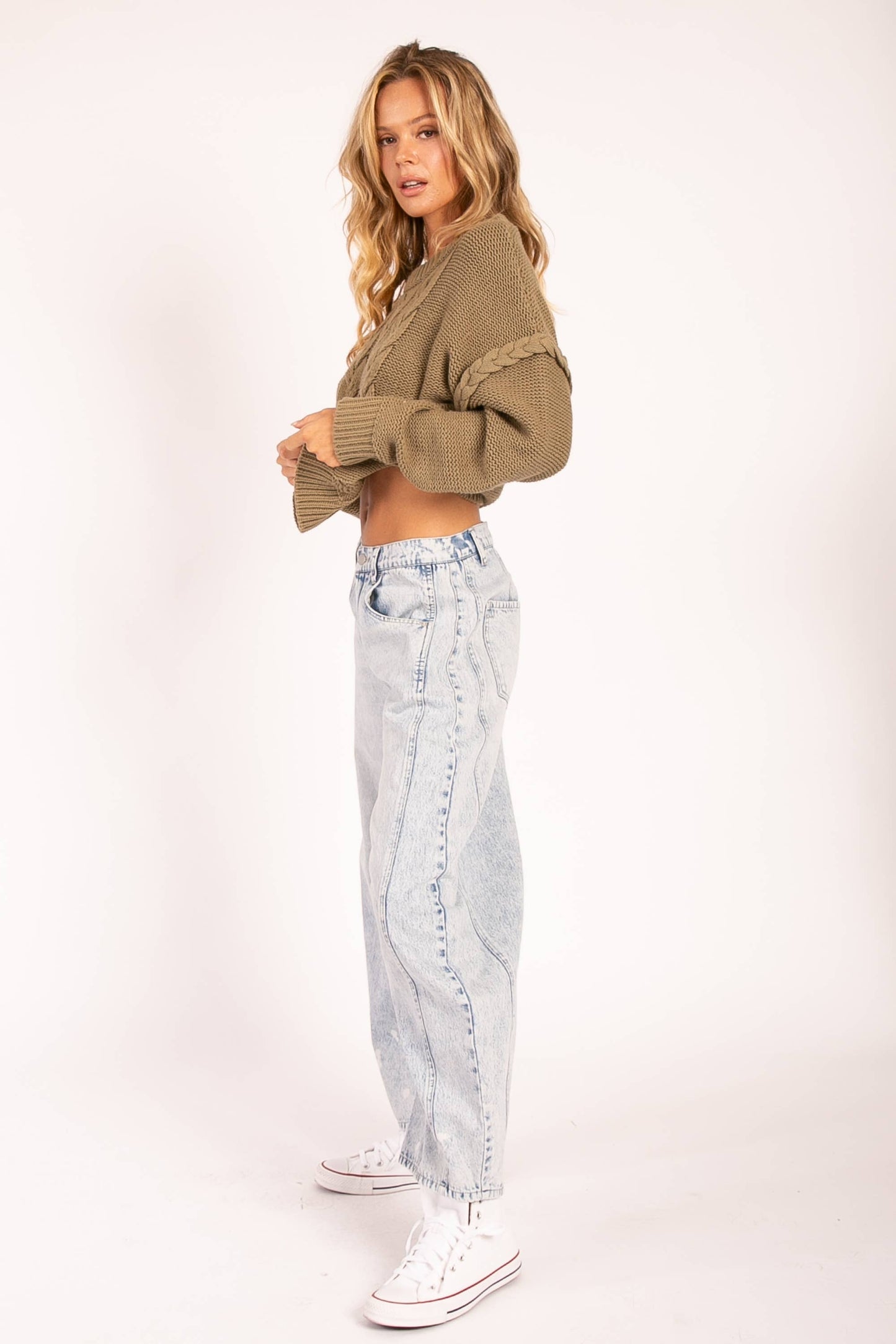 Heyson Chunky Cable Knit Sweater with Ribbed Hem