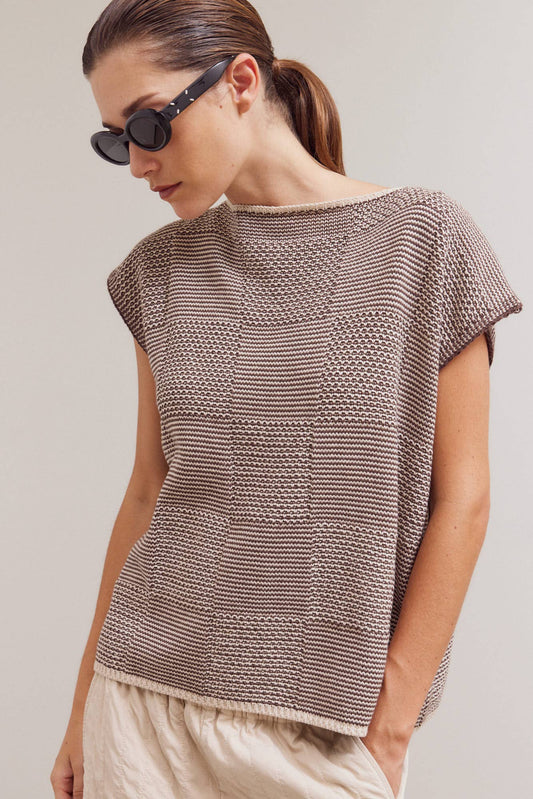 MIXED YARN SLEEVELESS SWEATER TOP BY GRADE & GATHER