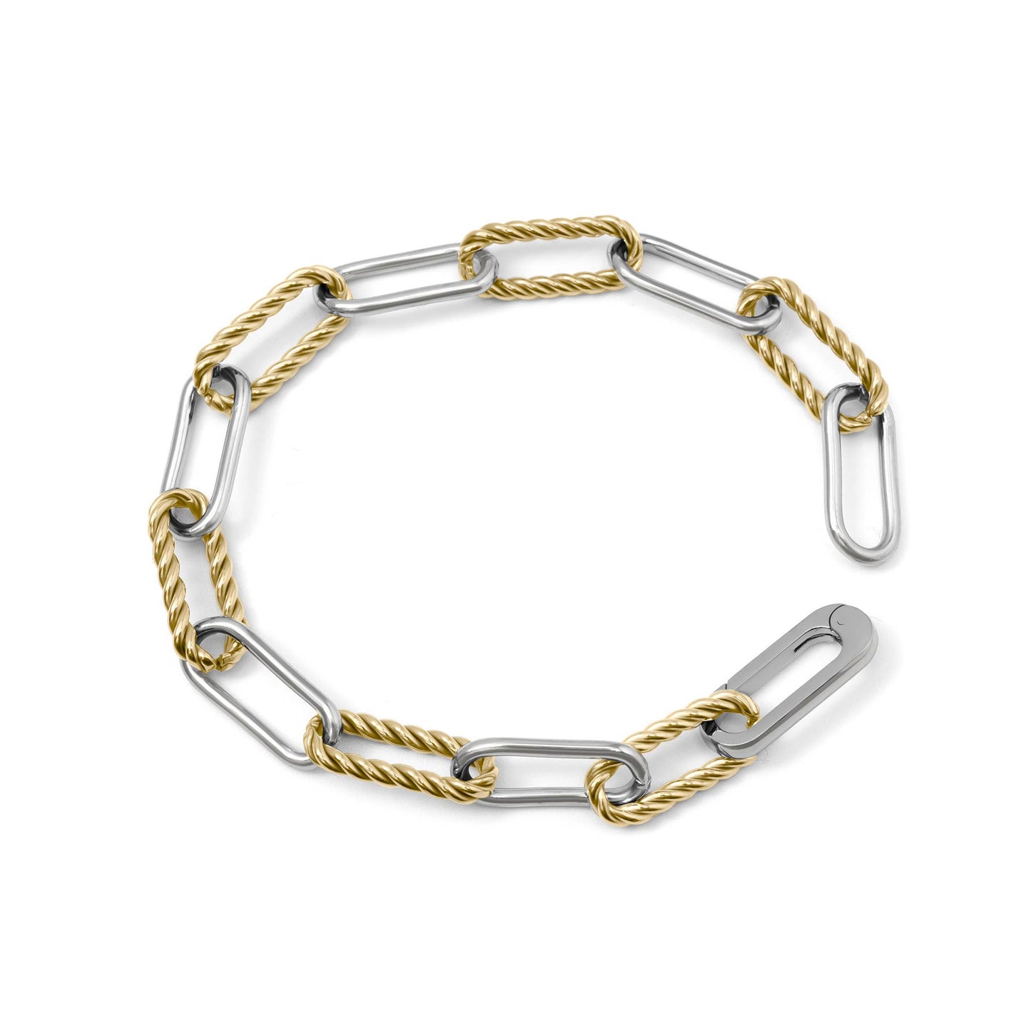 WJW 18K Gold Stainless Steel Mixed Metal Twist Chain Bracelet