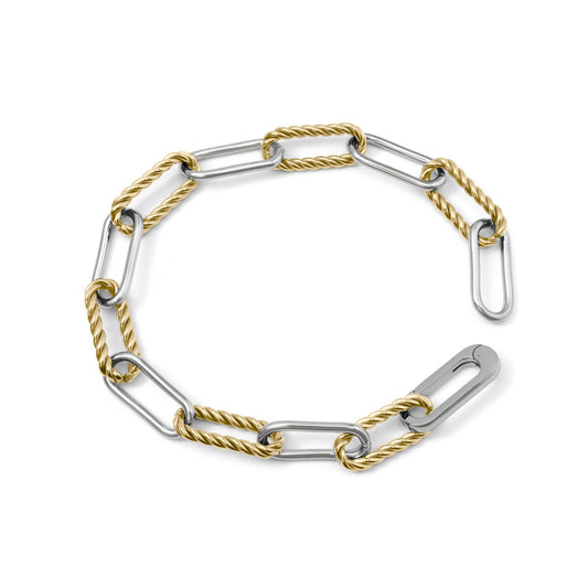 WJW 18K Gold Stainless Steel Mixed Metal Twist Chain Bracelet
