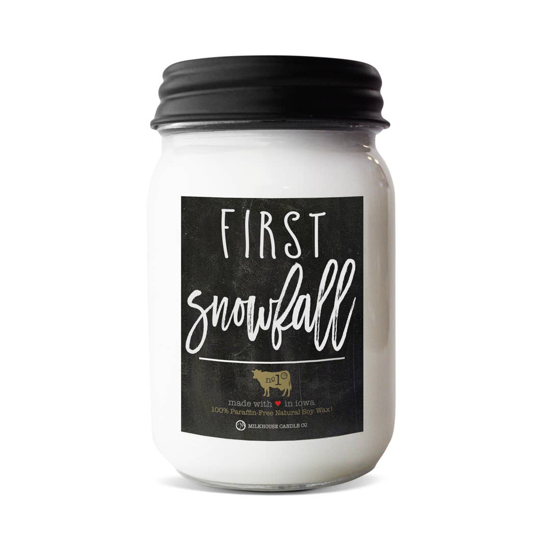13 oz Mason Jar Christmas Candle:  First Snowfall