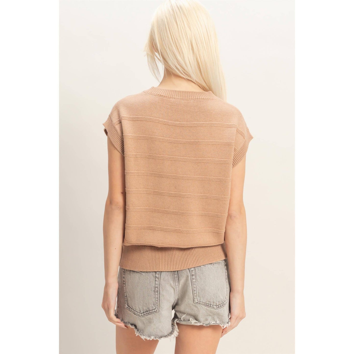 Textured Round Neck Dolman Sleeve Top
