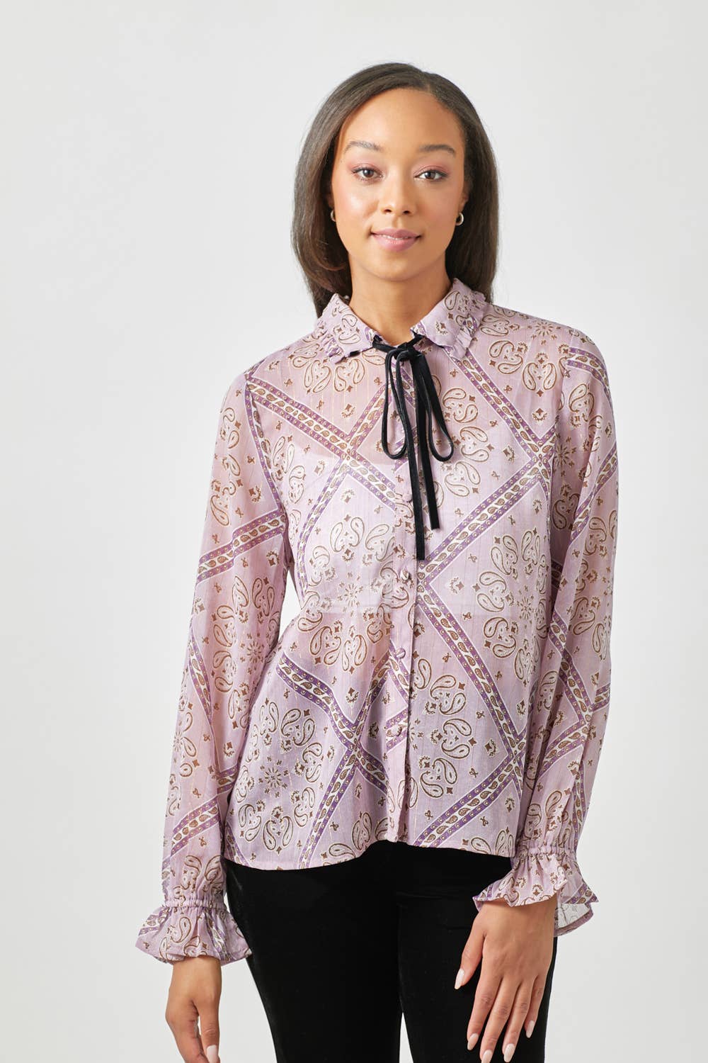 Mystree Tie Neck Blouse