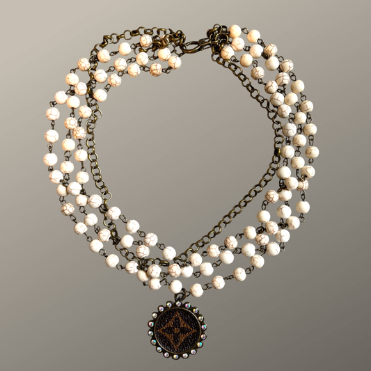 LV White Howlite Turquoise Layered Necklace