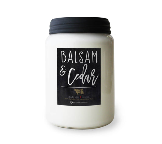 26 oz Farmhouse Jar Christmas Candle: Balsam & Cedar