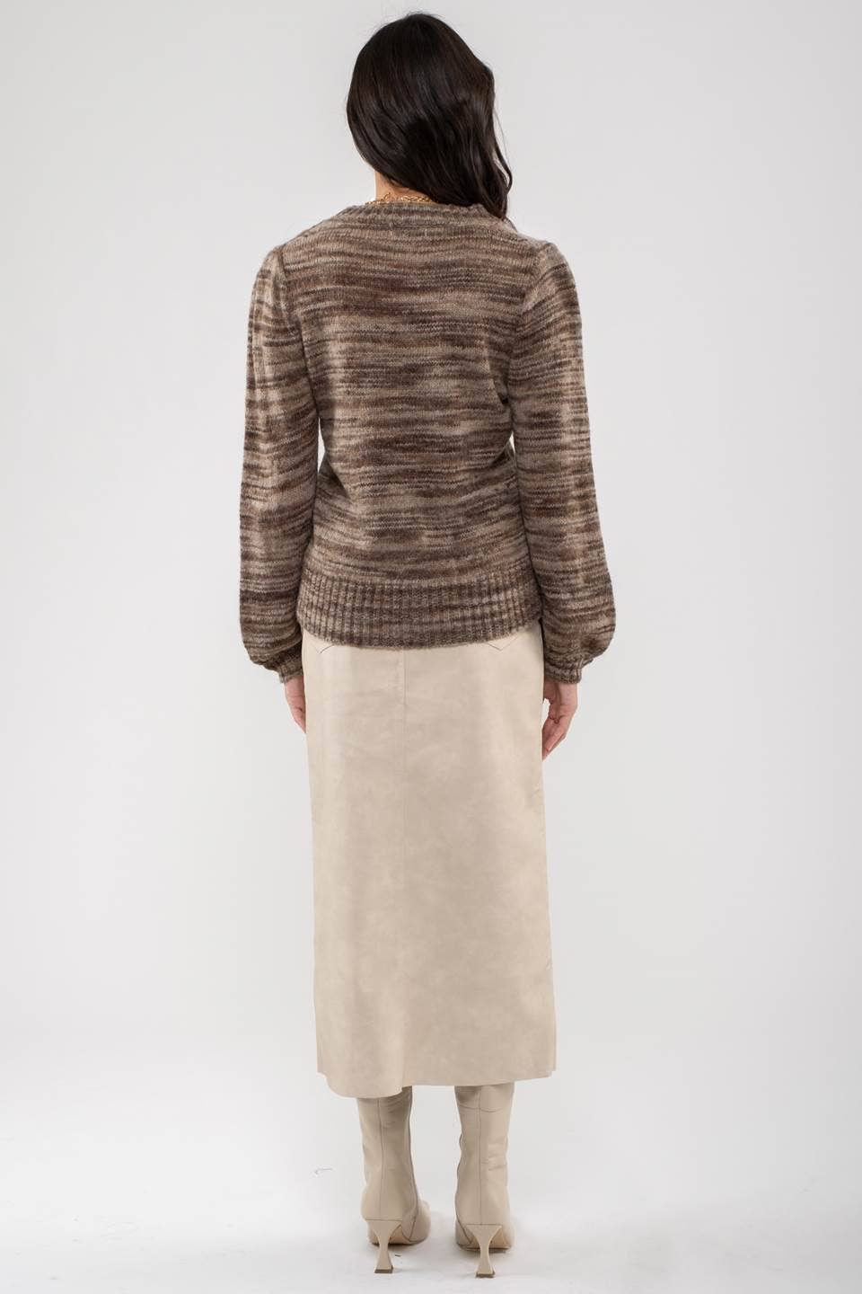 MOON RIVER MULTI-COLORED HEATHER KNIT SWEATER