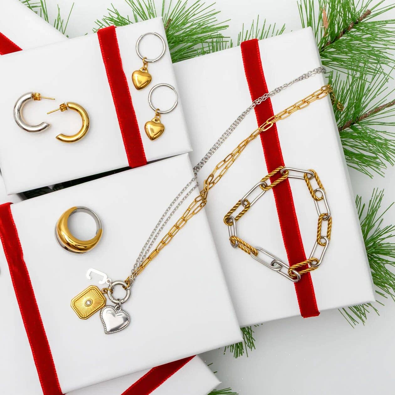 WJW 18K Gold Stainless Steel Mixed Metal Twist Chain Bracelet