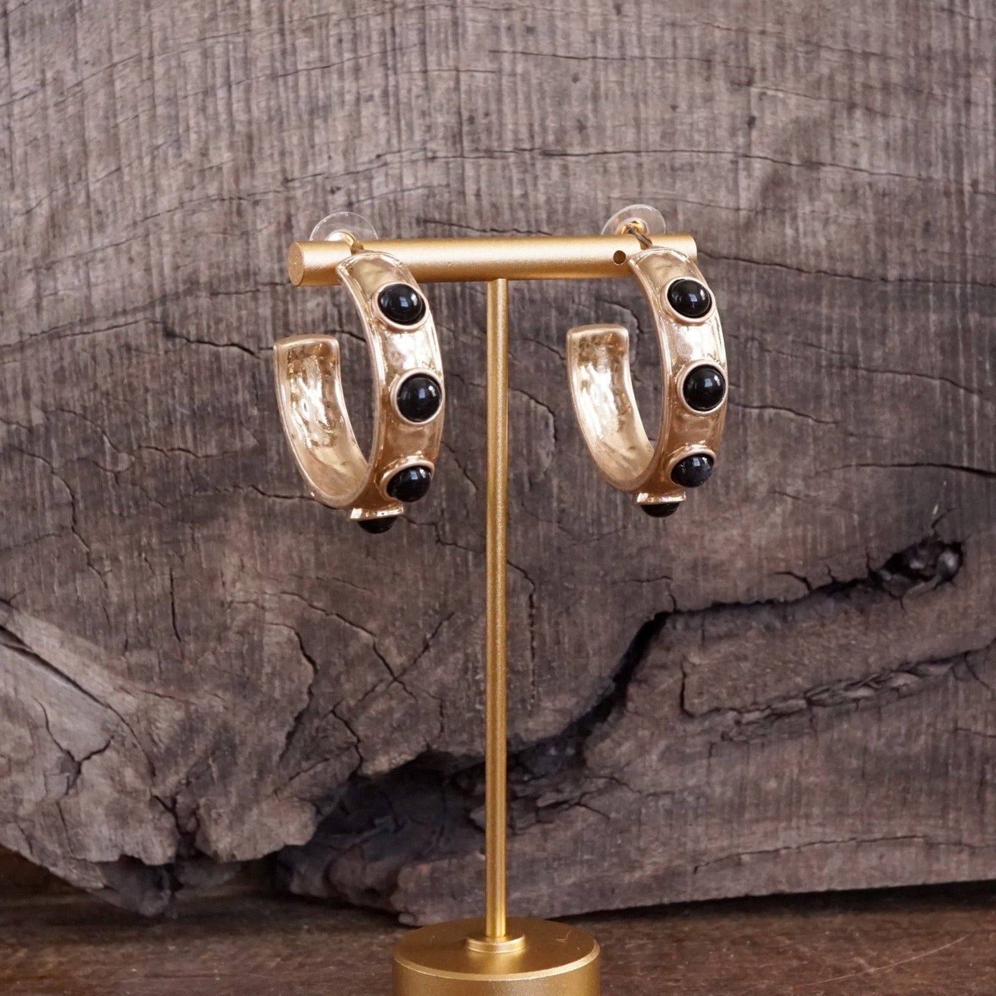 Jeweled Bubble Hoop Earrings – Colorful Acrylic Cabochons