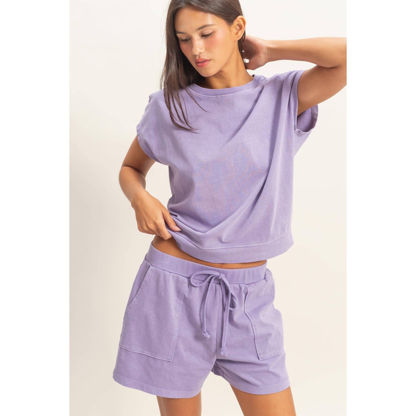 Sleeveless Crew Neck Top and Shorts Set