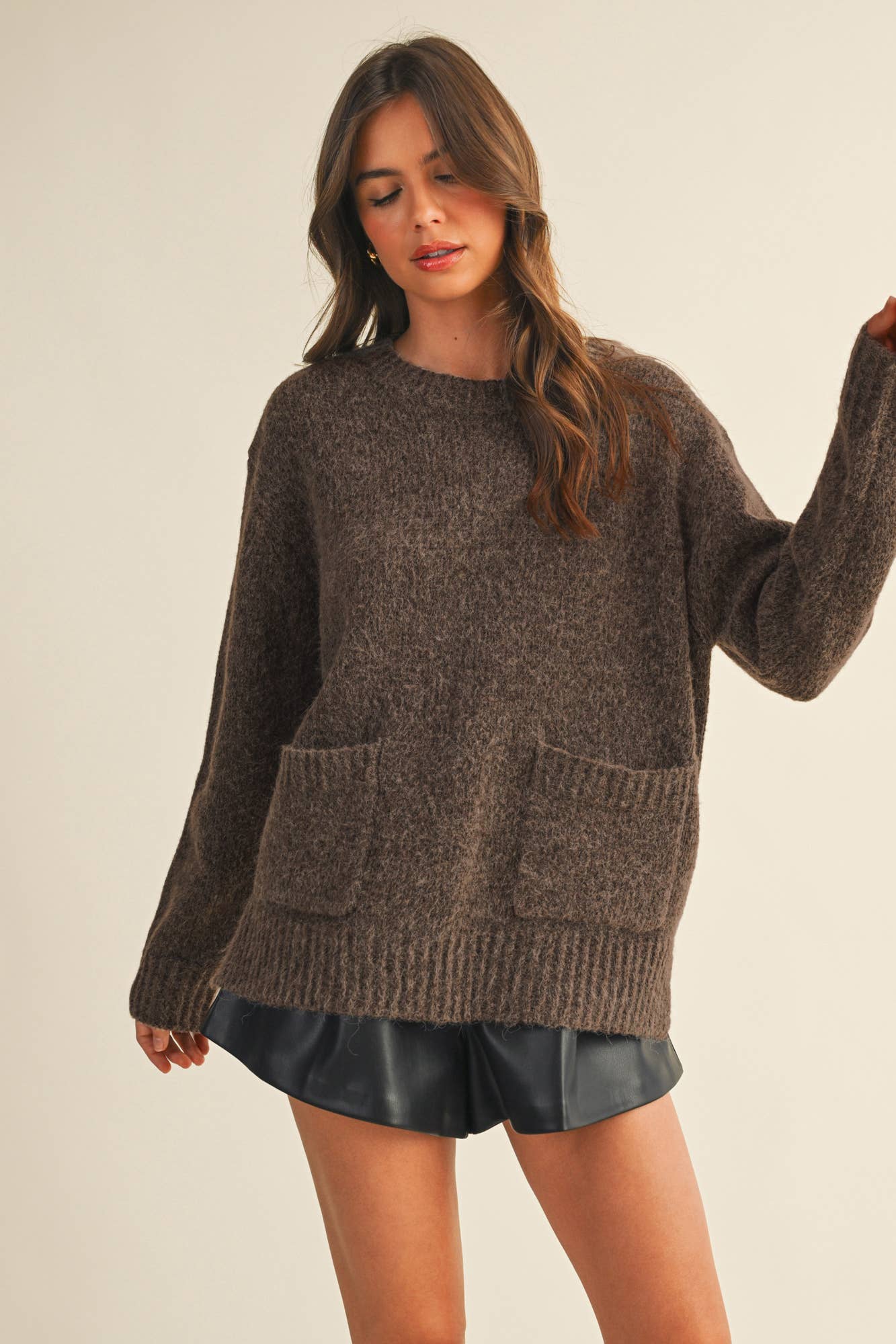 MUSTARD SEED FRONT PATCH POCKET SWEATER TOP
