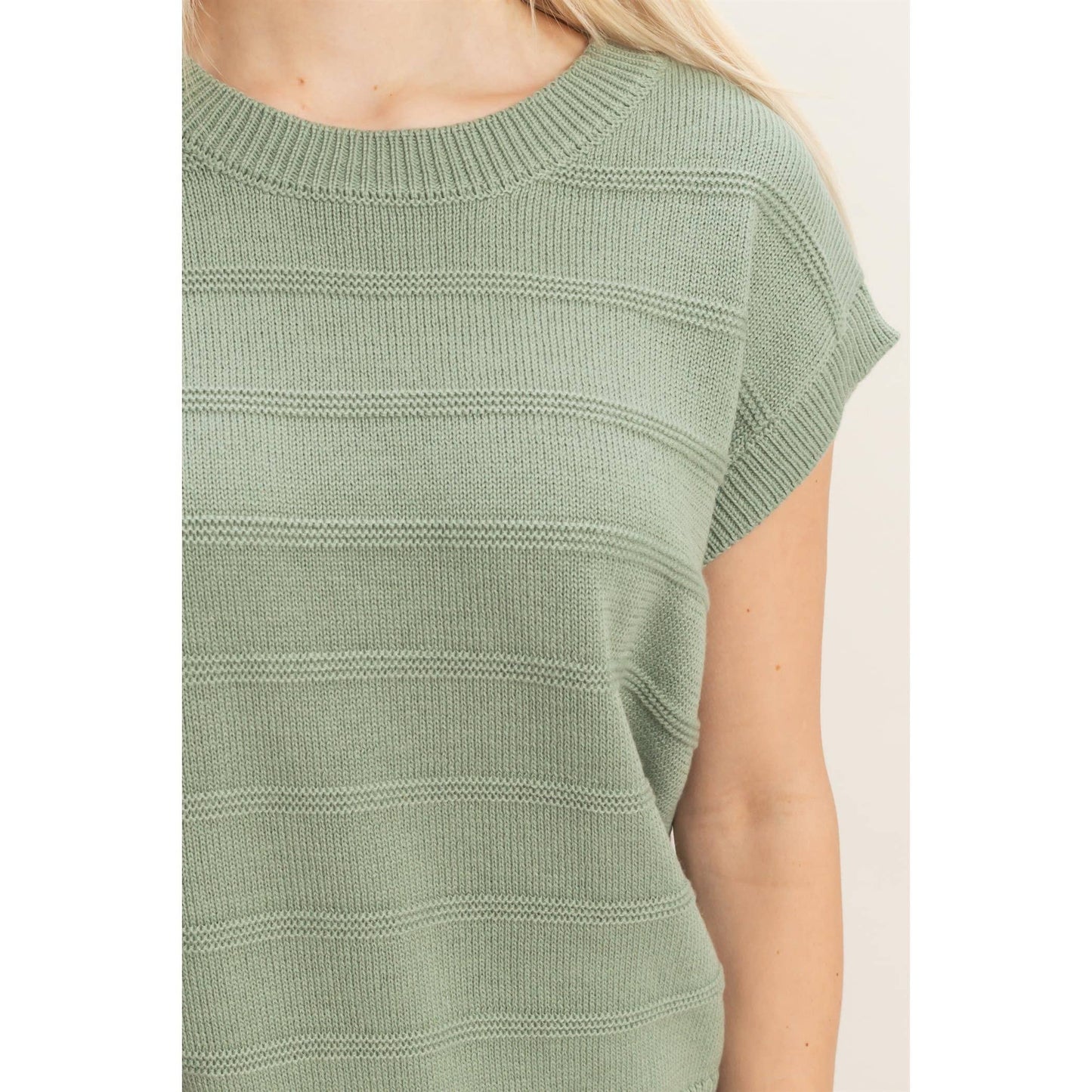 Textured Round Neck Dolman Sleeve Top