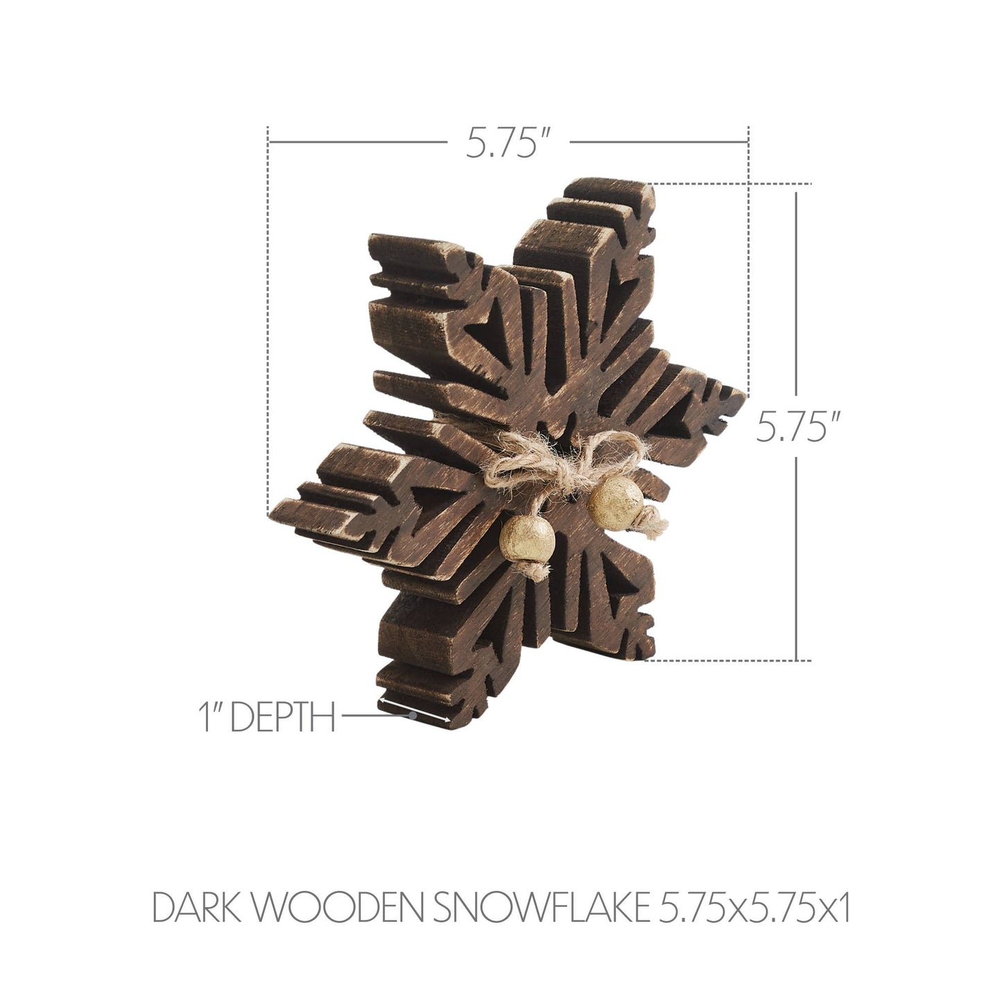 Dark Wooden Snowflake 5.75x5.75x1