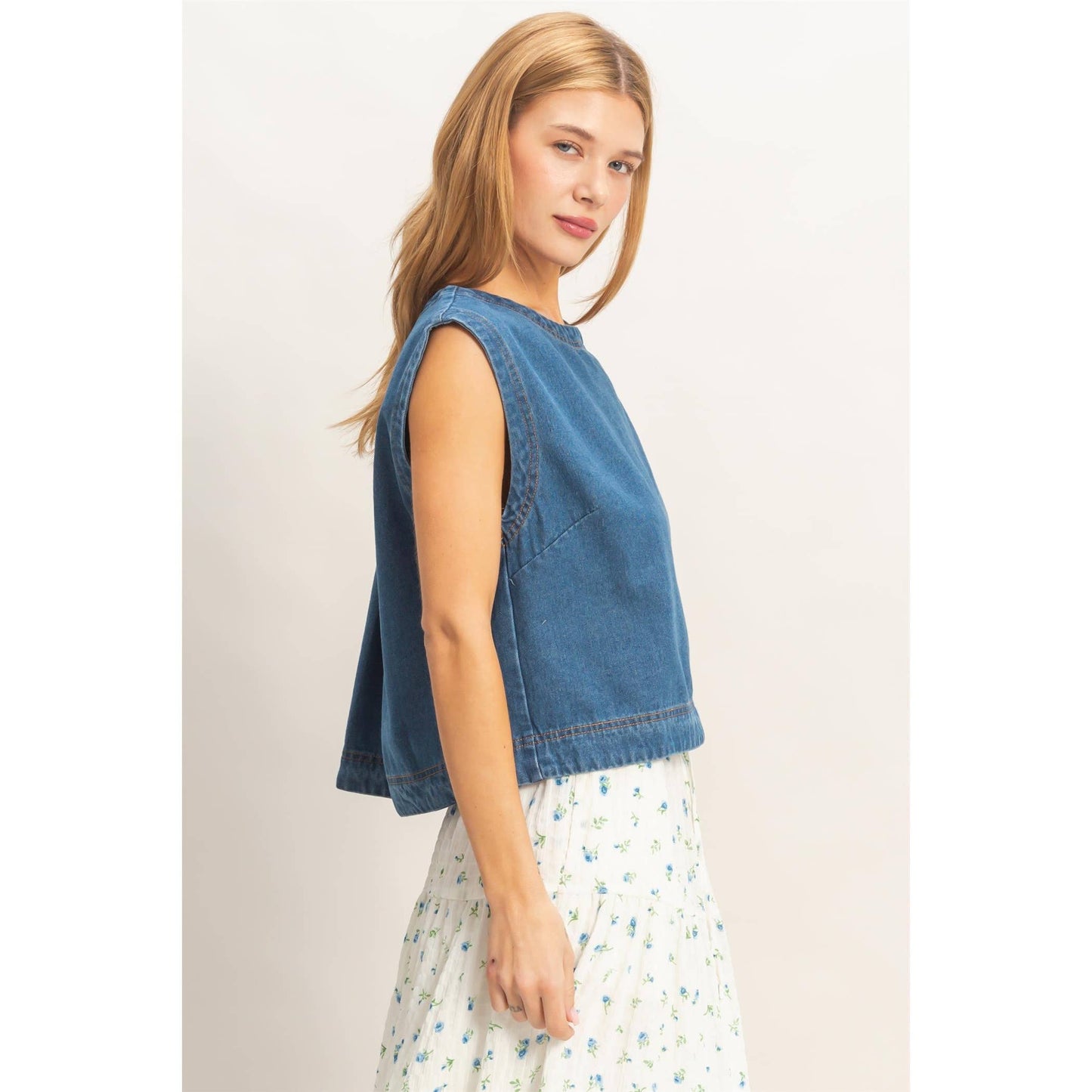 Sleeveless Denim Top