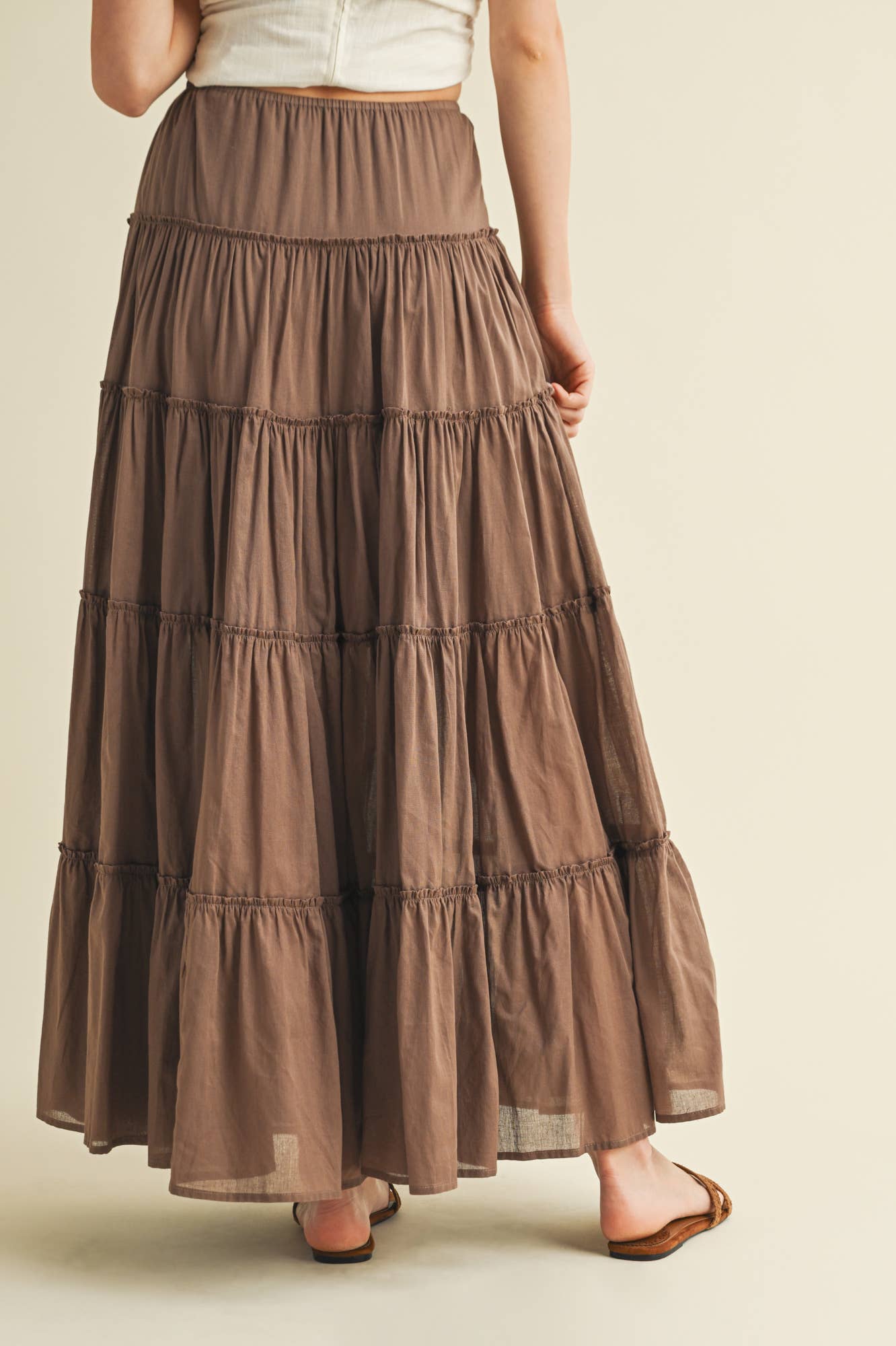 MUSTARD SEED DRAWSTRING DETAIL TIERED MAXI SKIRT