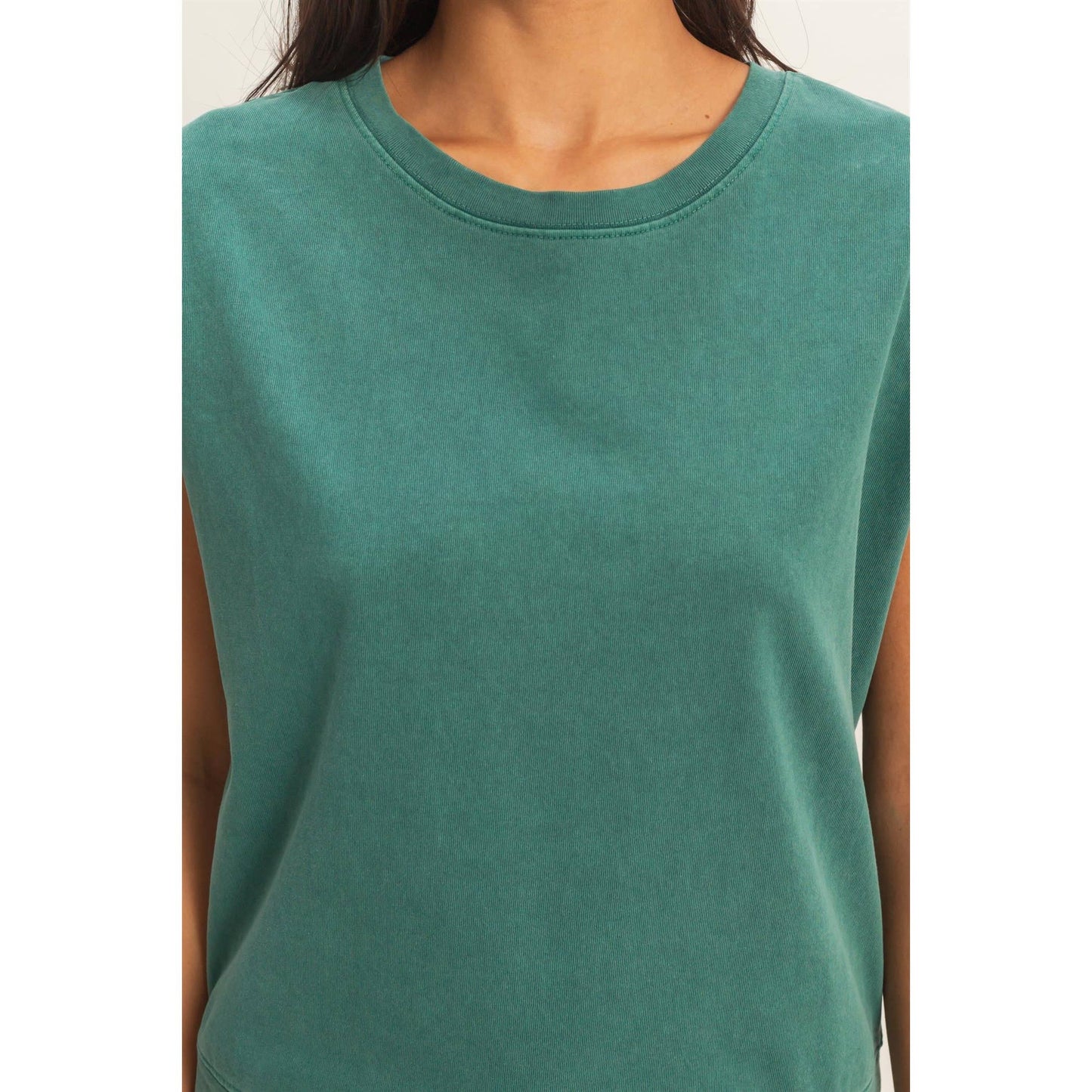 Sleeveless Crew Neck Top and Shorts Set