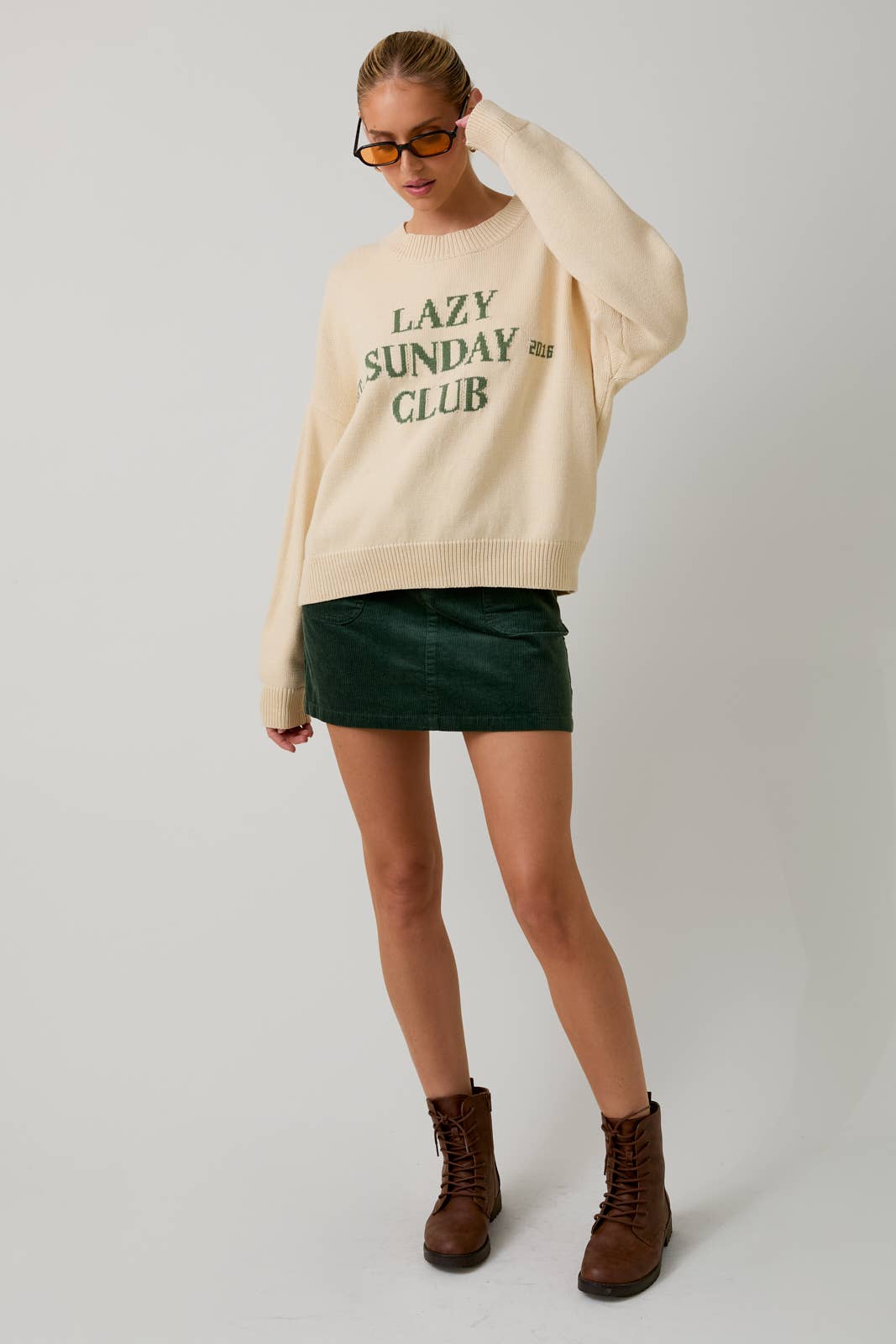 SUNDAY EDITION BY LE LIS ROUND NECK 'LAZY SUNDAY CLUB' SWEATER TOP