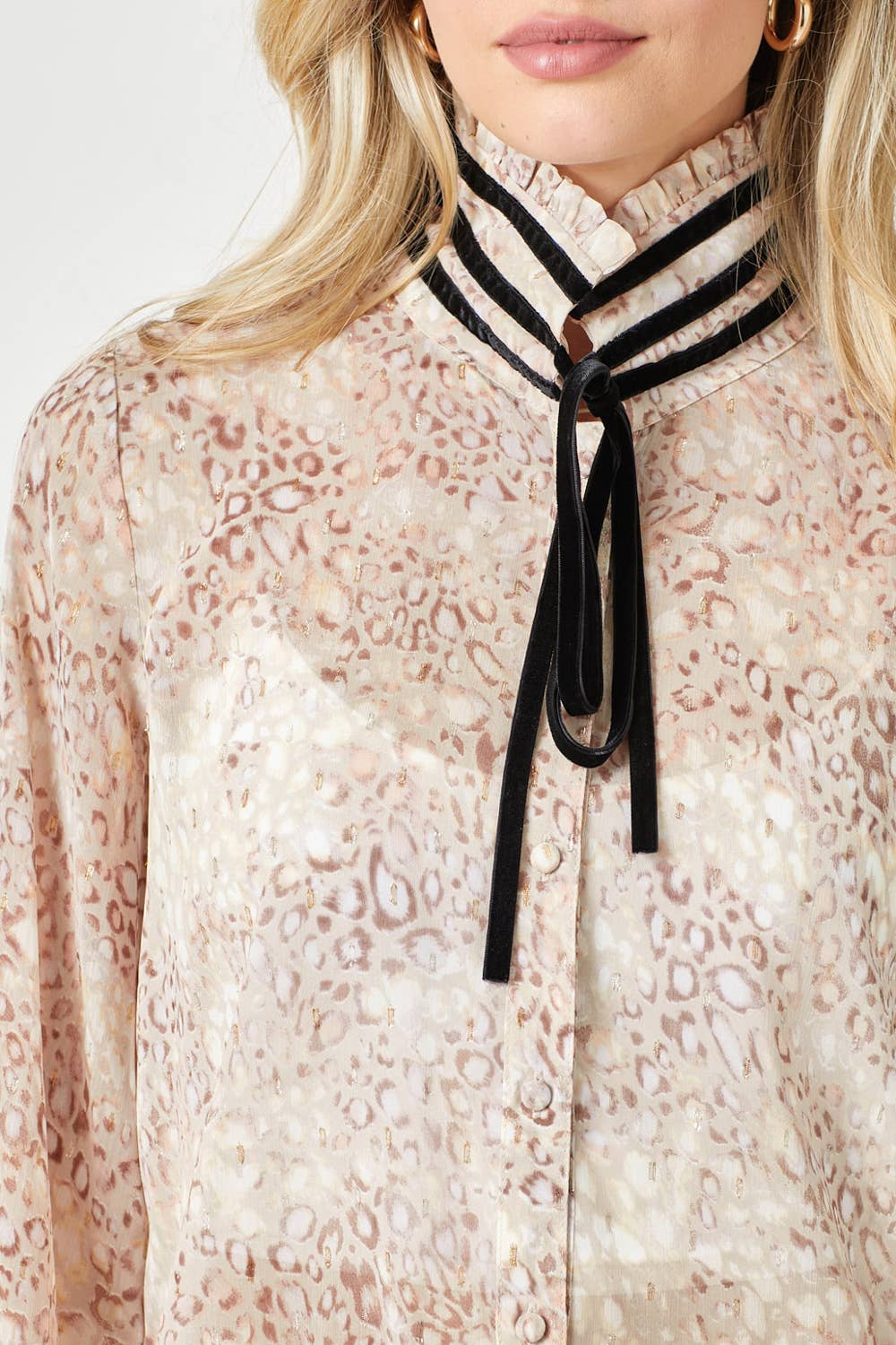 Mystree Tie Neck Blouse