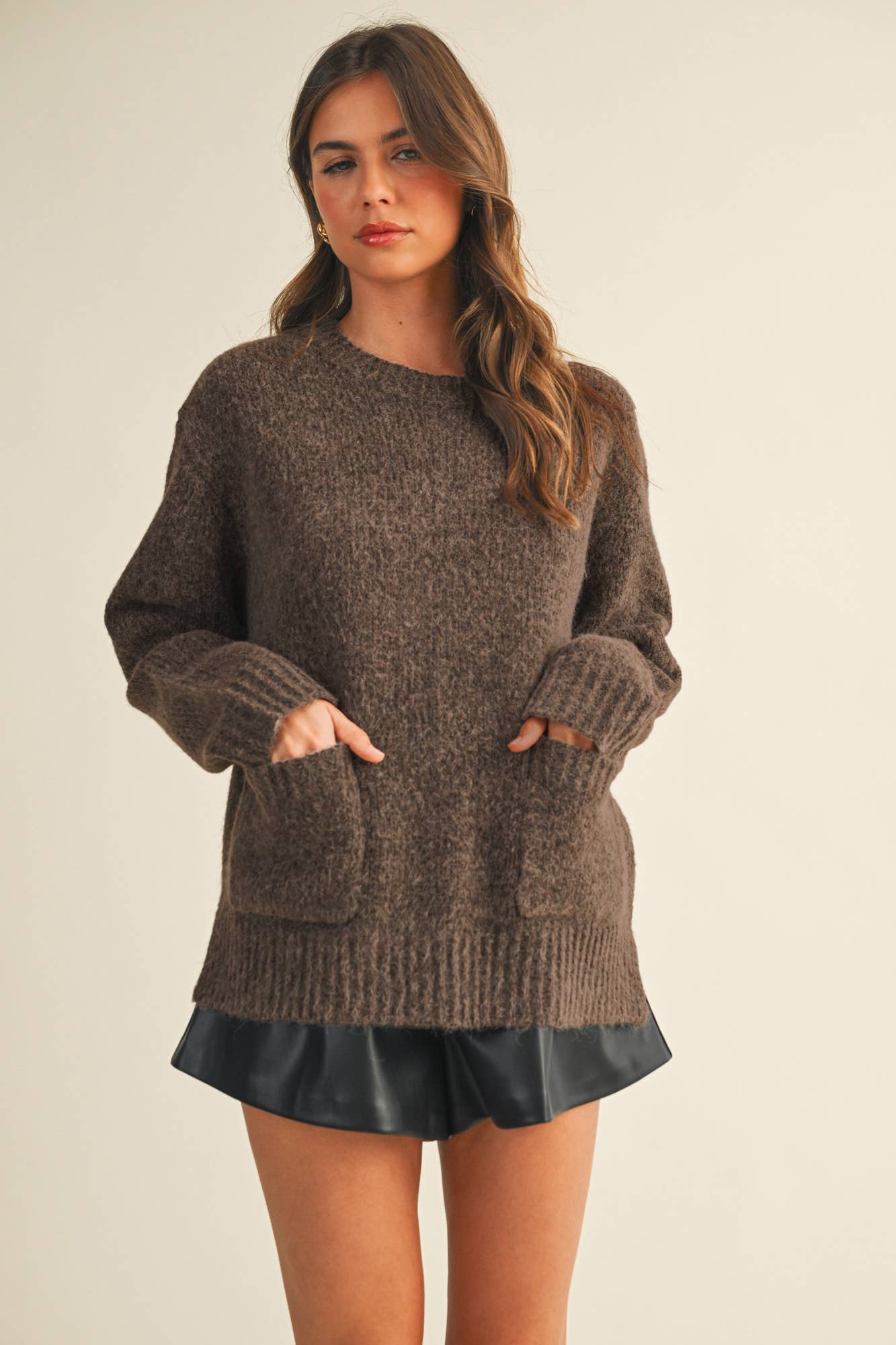 MUSTARD SEED FRONT PATCH POCKET SWEATER TOP