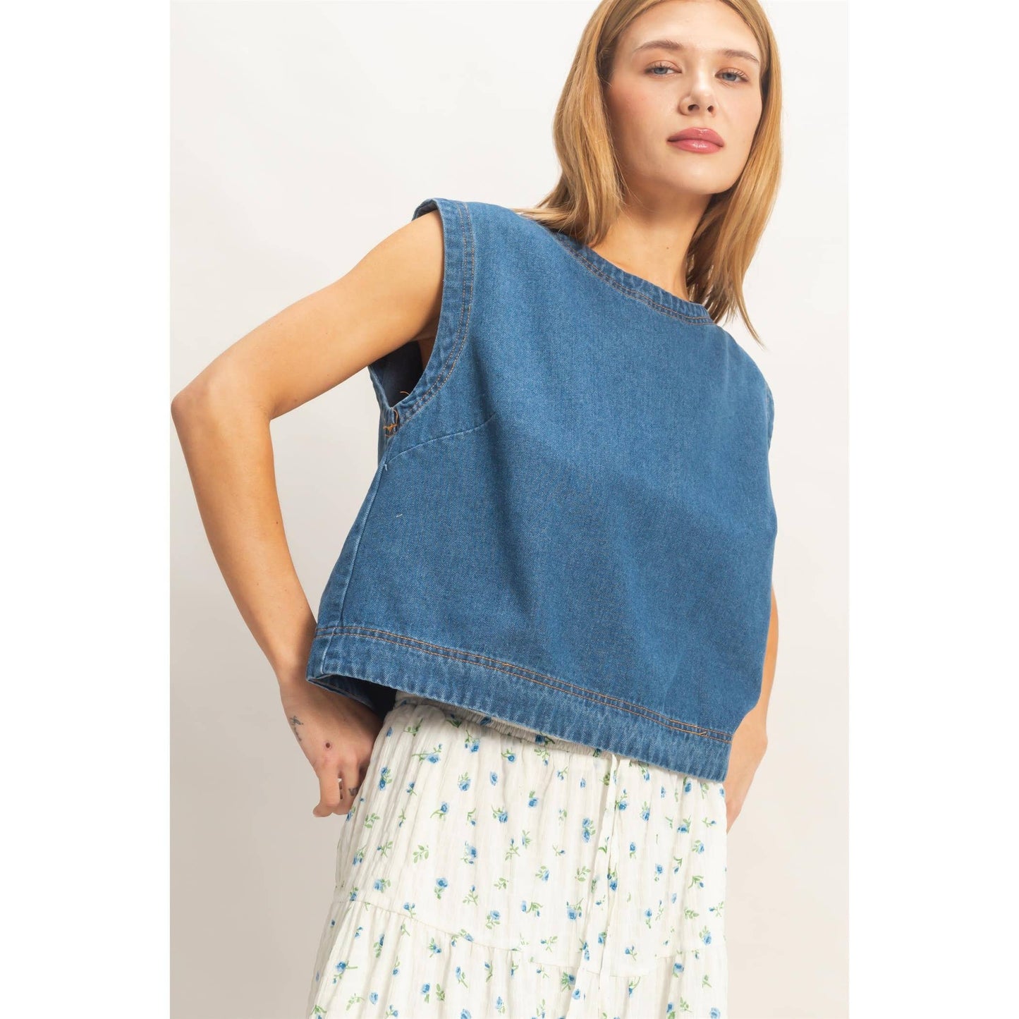 Sleeveless Denim Top
