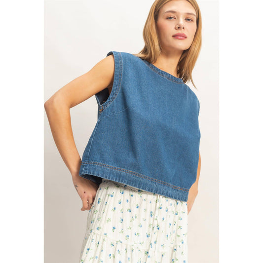 Sleeveless Denim Top