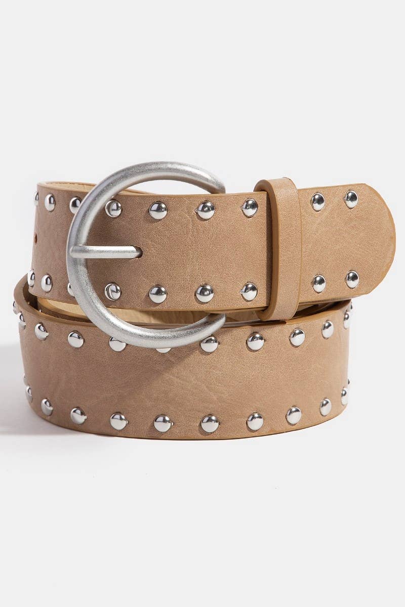 Metallic Studded Vegan Leather Belt